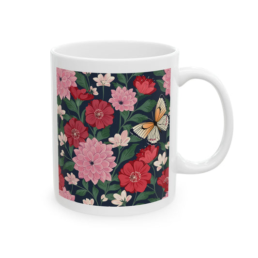 Butterfly in Flowers Ceramic Mug