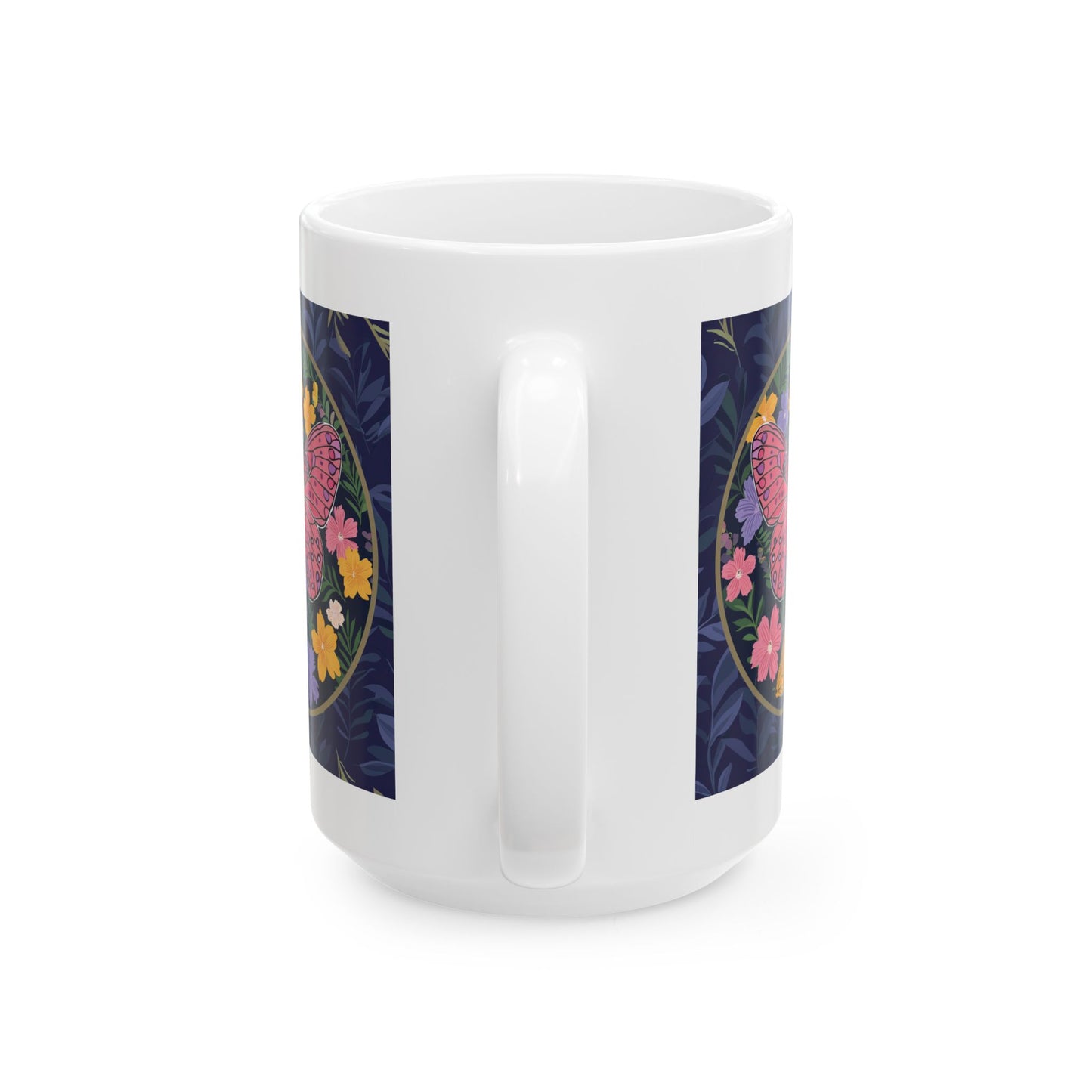 Butterfly and Flowers Ceramic Mug