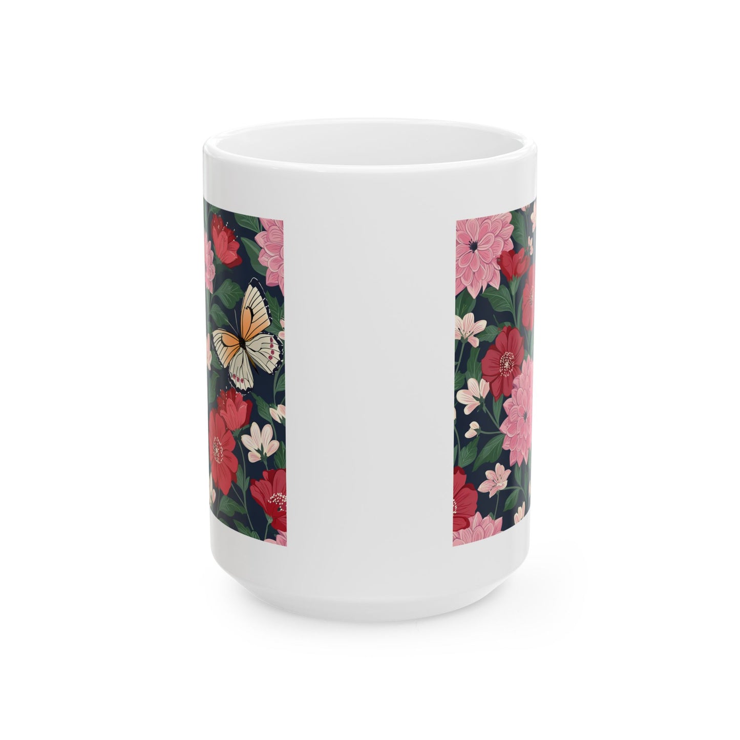 Butterfly in Flowers Ceramic Mug