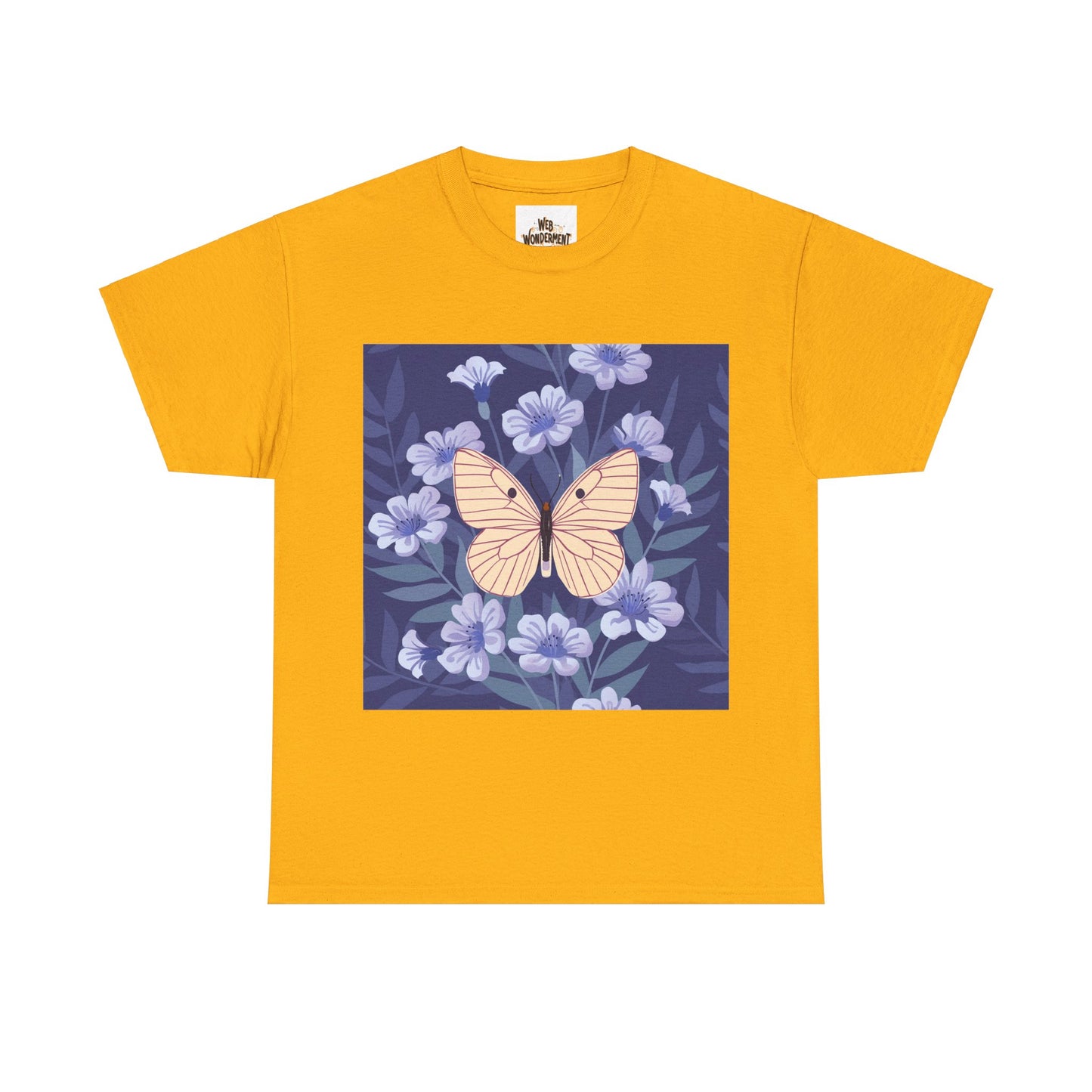 Butterfly in Flowers Unisex Heavy Cotton T-Shirt