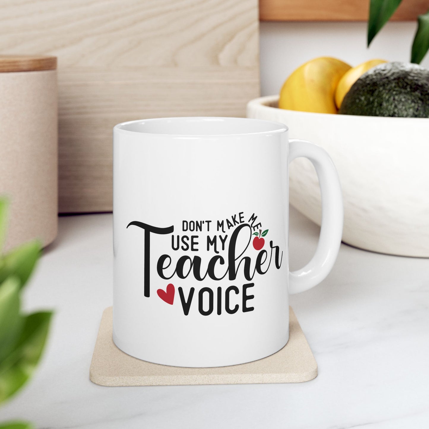 **Teacher Voice Ceramic Coffee Mug, 11oz & 15oz Lead-Free Sipping Cup, Unique Gift for Teachers & Coffee Lovers**