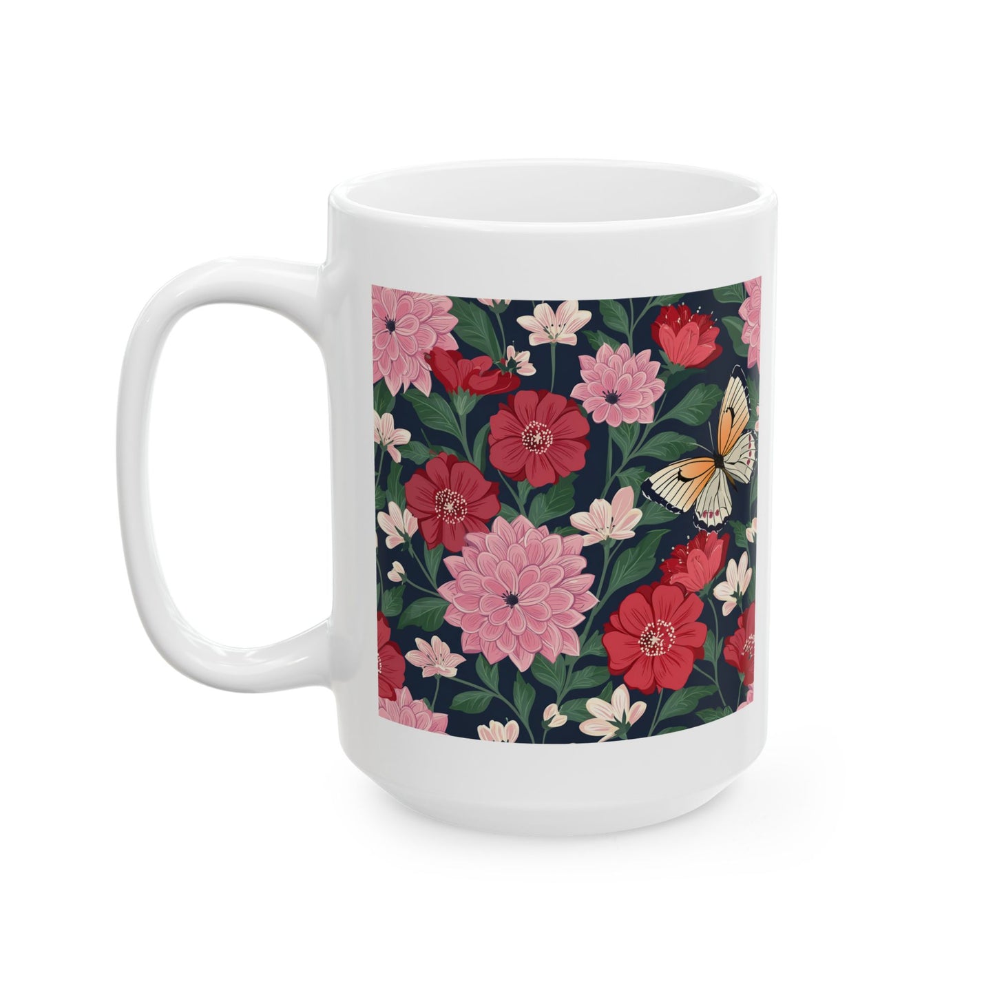 Butterfly in Flowers Ceramic Mug