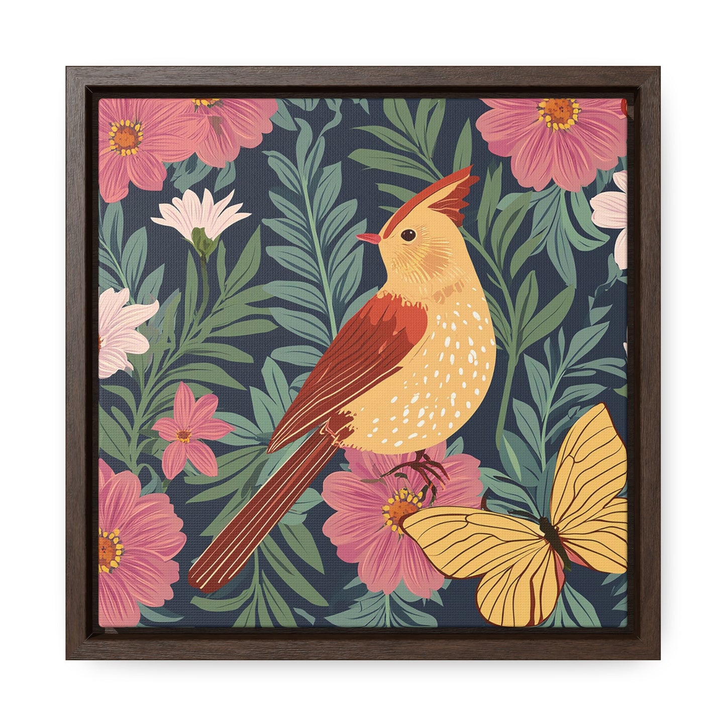 Bird and Butterfly Gallery Canvas Wraps, Square Frame