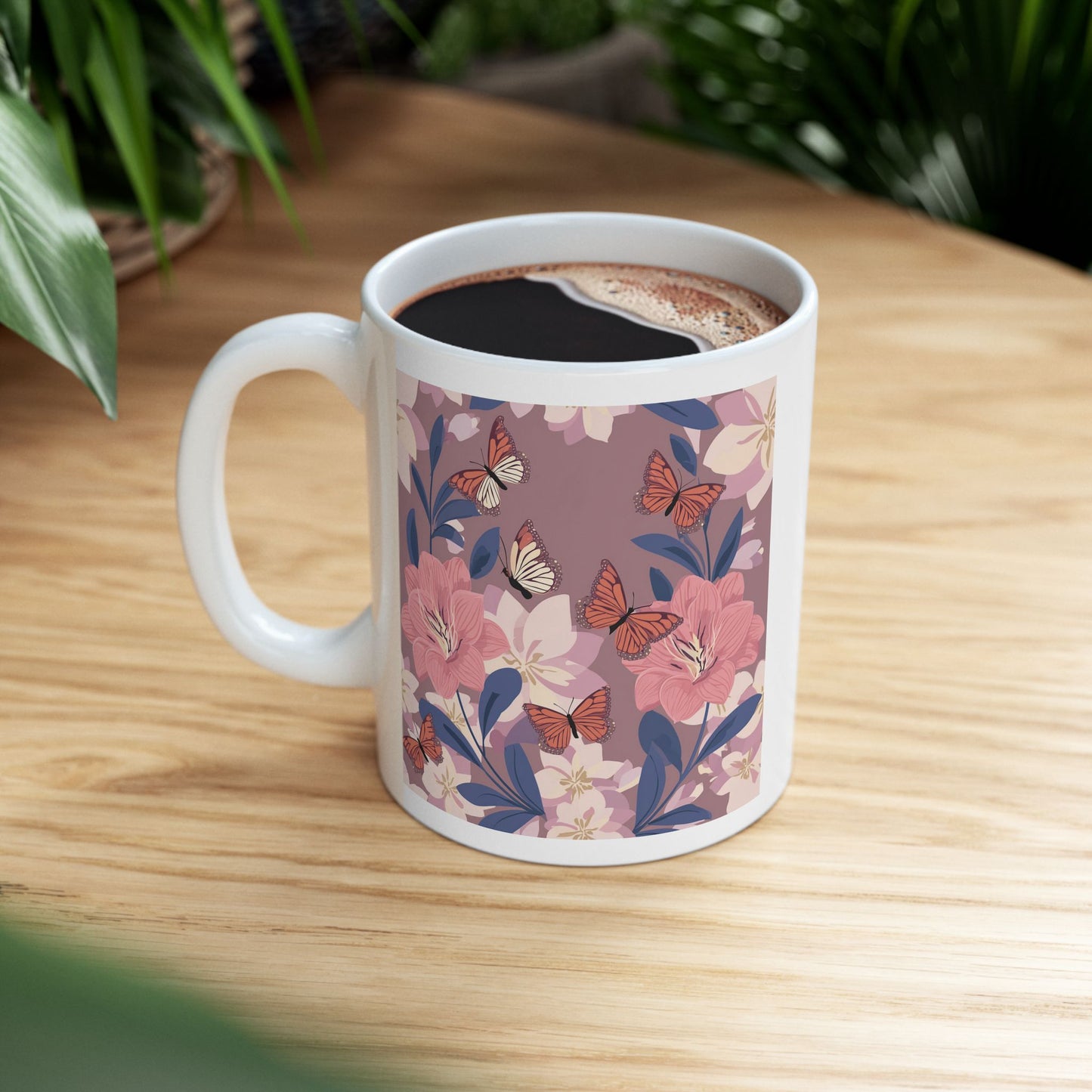 Butterflies in Flowers Ceramic Mug
