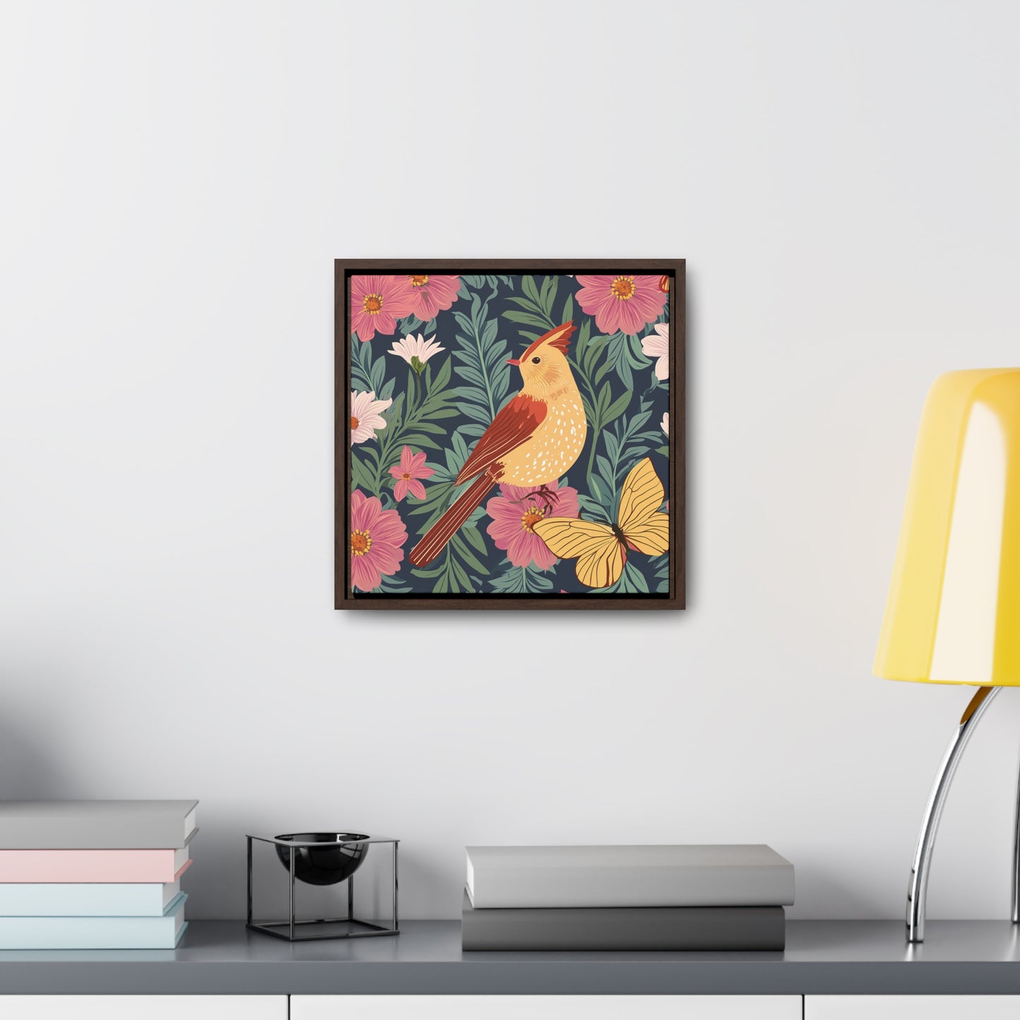 Bird and Butterfly Gallery Canvas Wraps, Square Frame