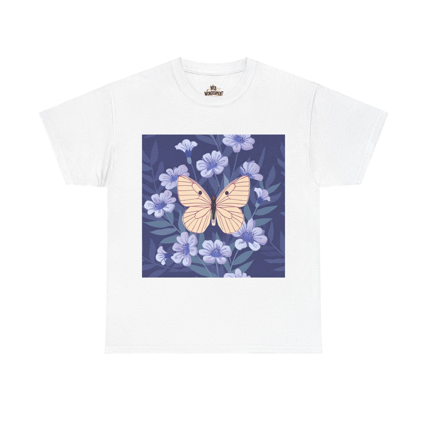 Butterfly in Flowers Unisex Heavy Cotton T-Shirt