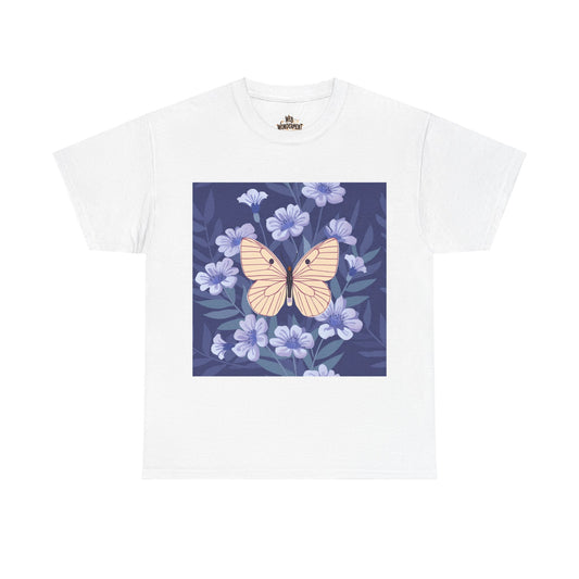 Butterfly in Flowers Unisex Heavy Cotton T-Shirt