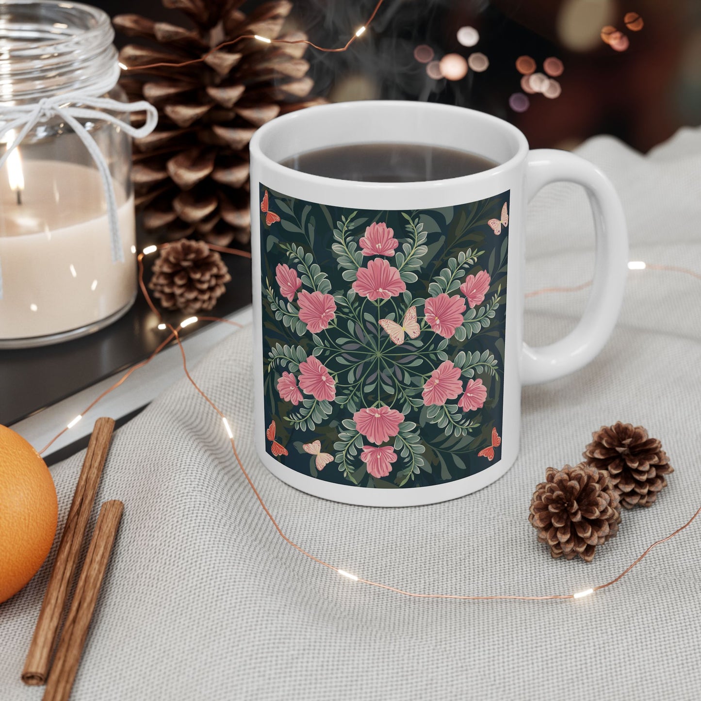 Butterflies and Flowers Ceramic Mug