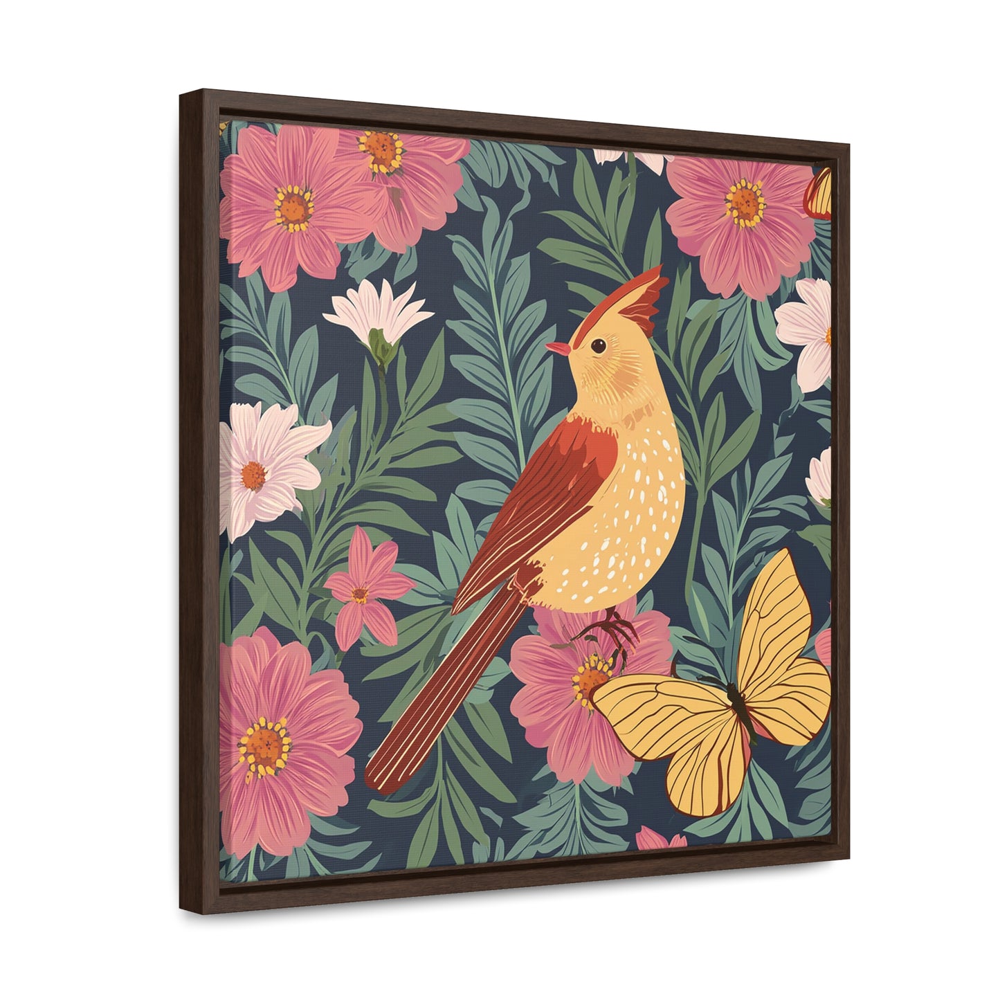 Bird and Butterfly Gallery Canvas Wraps, Square Frame