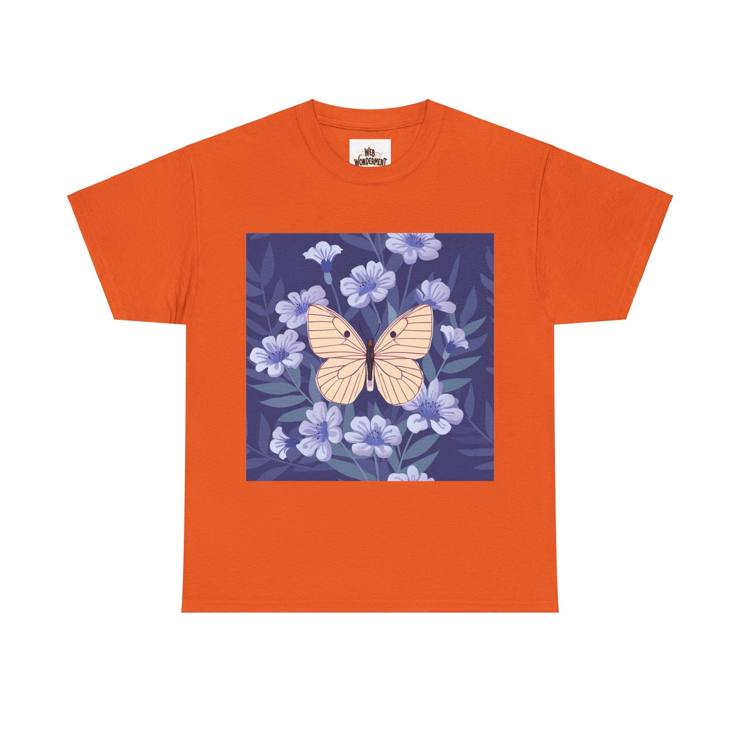 Butterfly in Flowers Unisex Heavy Cotton T-Shirt