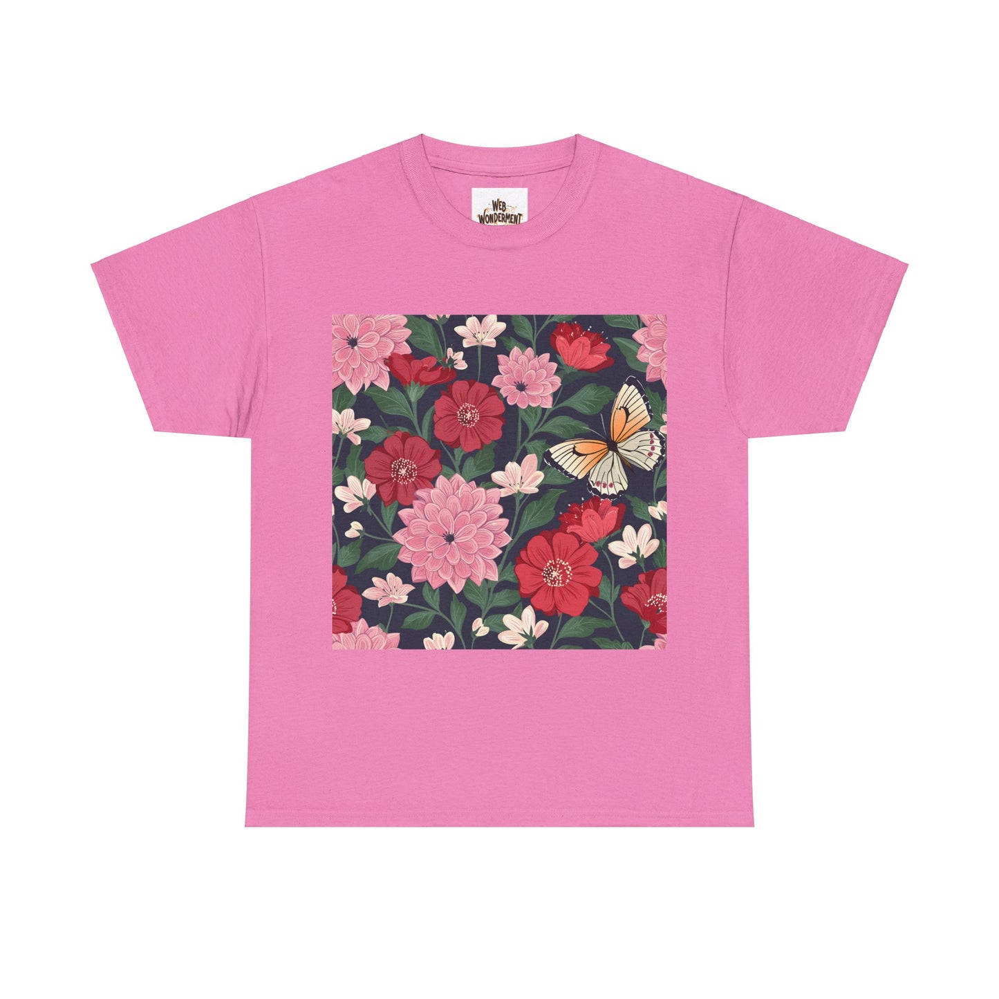 Butterfly in Flowers Unisex Heavy Cotton T-Shirt
