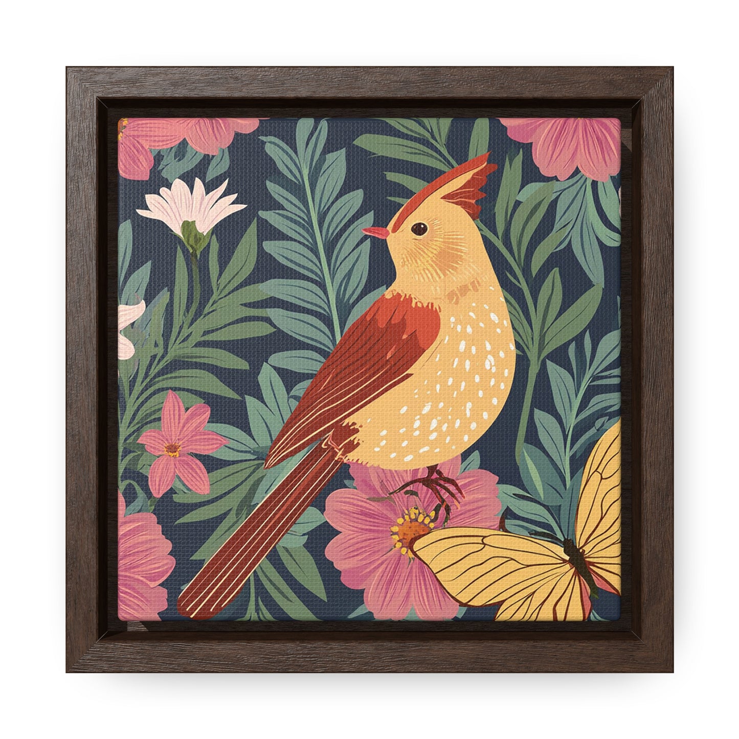 Bird and Butterfly Gallery Canvas Wraps, Square Frame