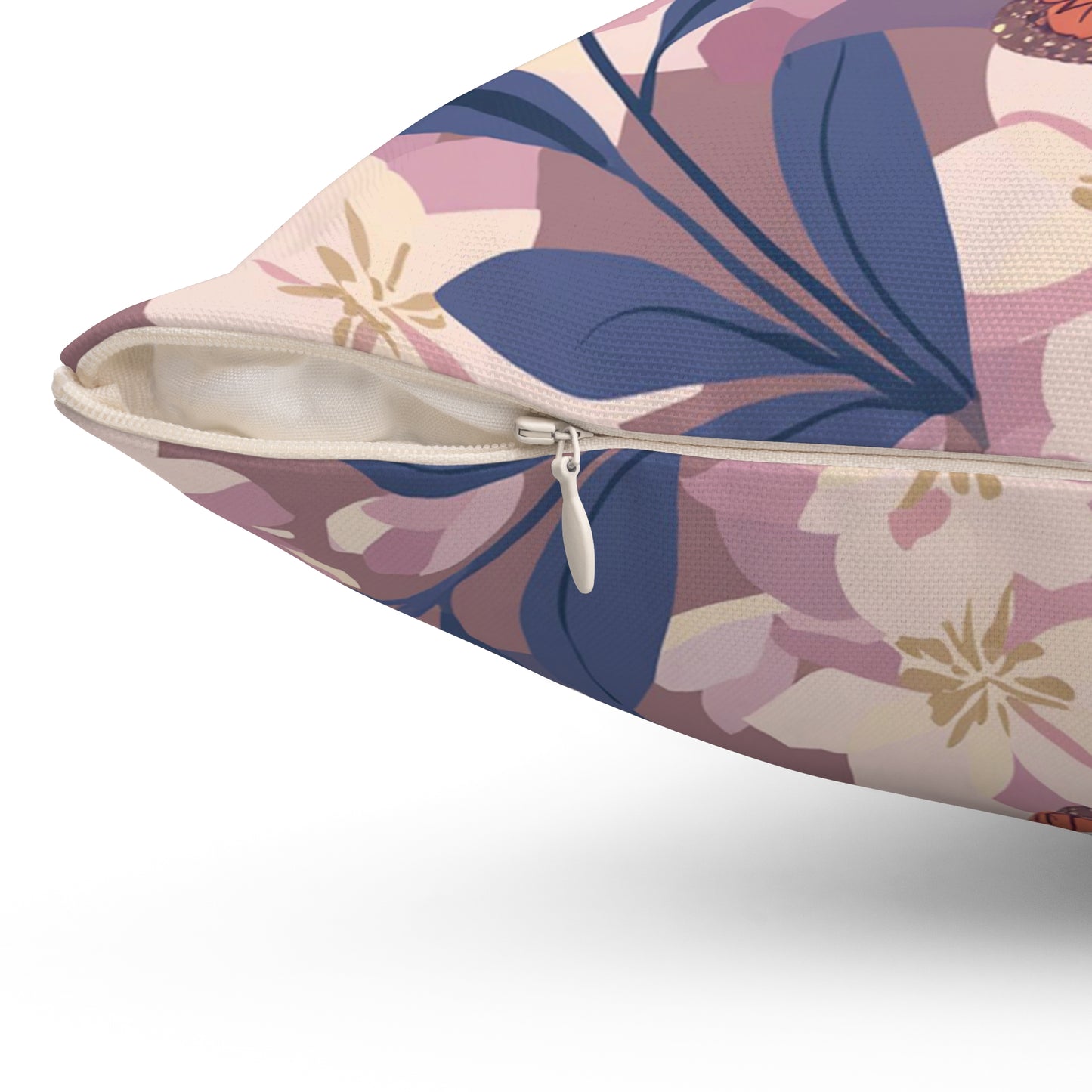 Butterflies and Flowers Spun Polyester Square Pillow