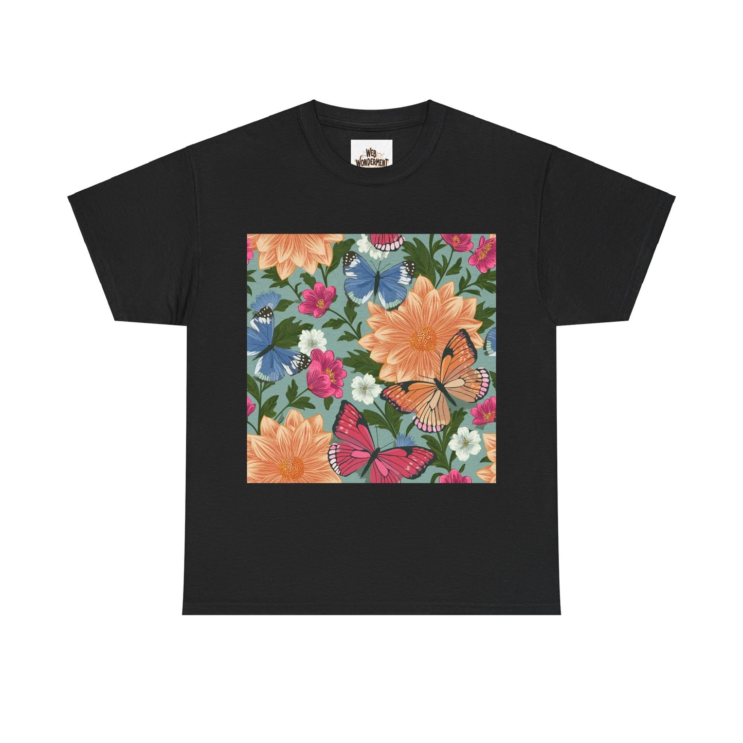 Butterflies and Flowers Unisex Heavy Cotton T-Shirt