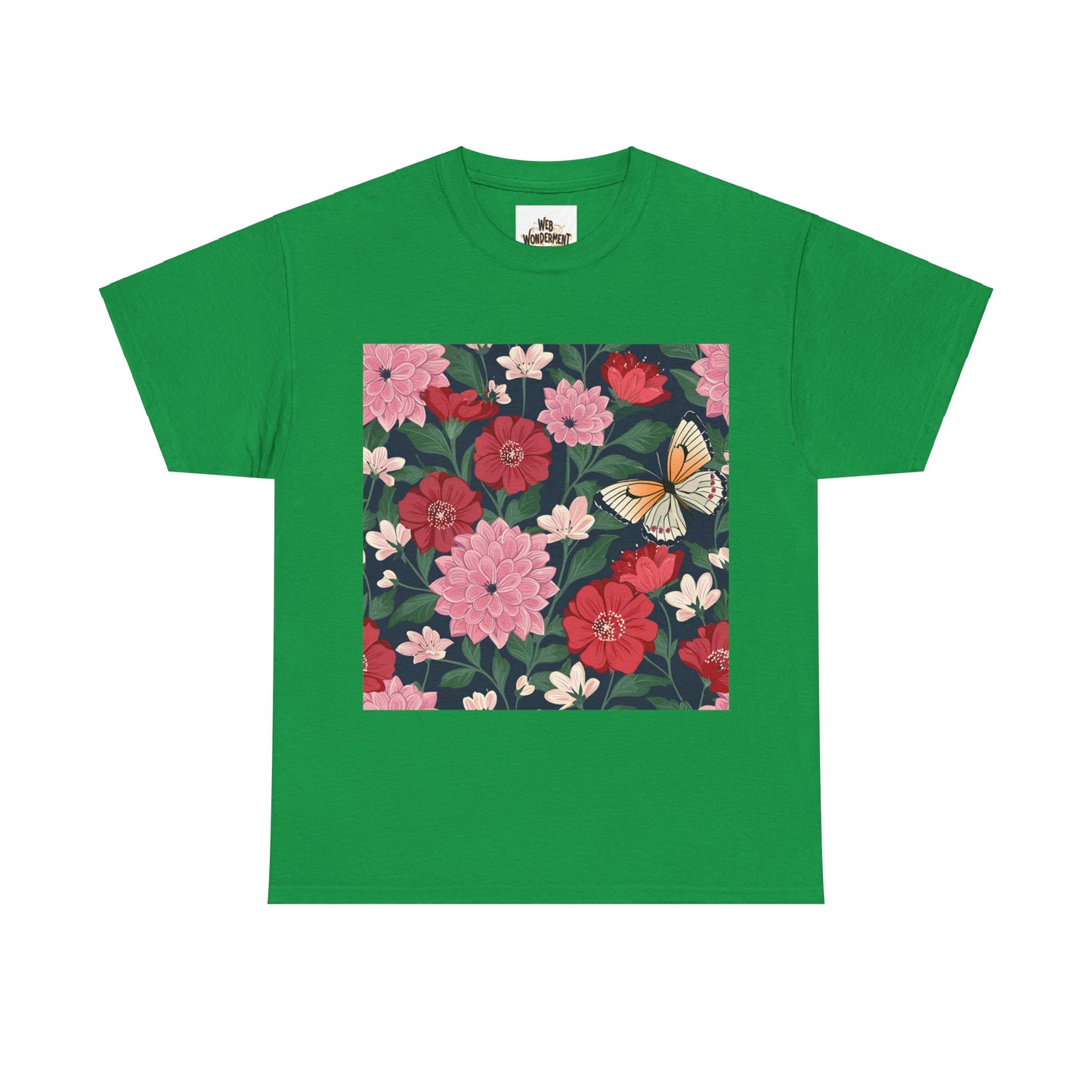 Butterfly in Flowers Unisex Heavy Cotton T-Shirt