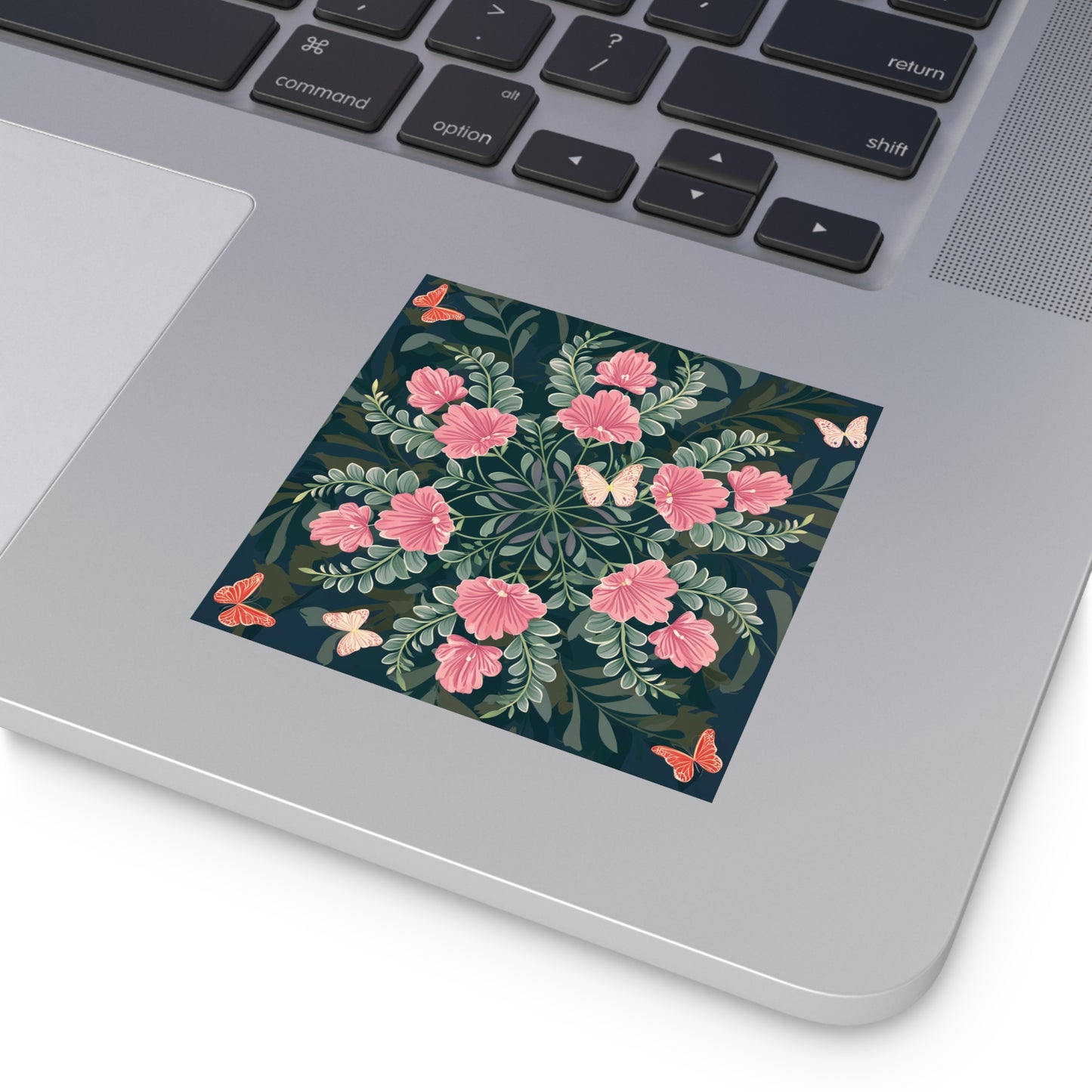 Butterflies and Flowers Square Vinyl Sticker