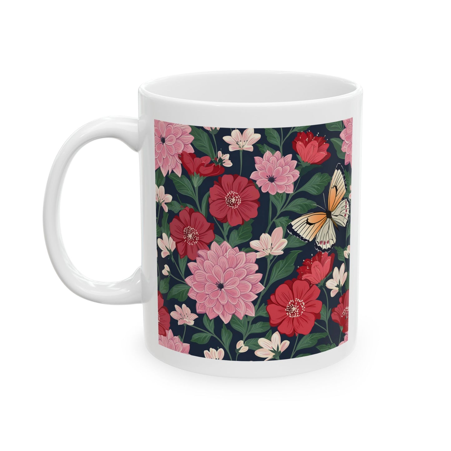 Butterfly in Flowers Ceramic Mug