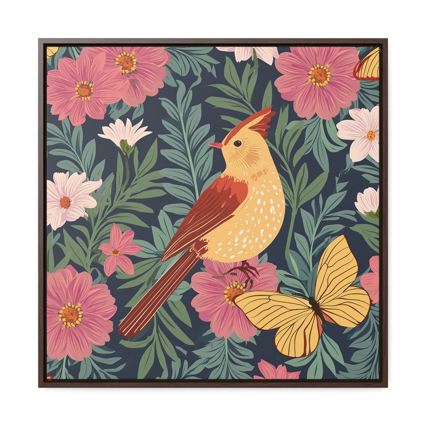 Bird and Butterfly Gallery Canvas Wraps, Square Frame