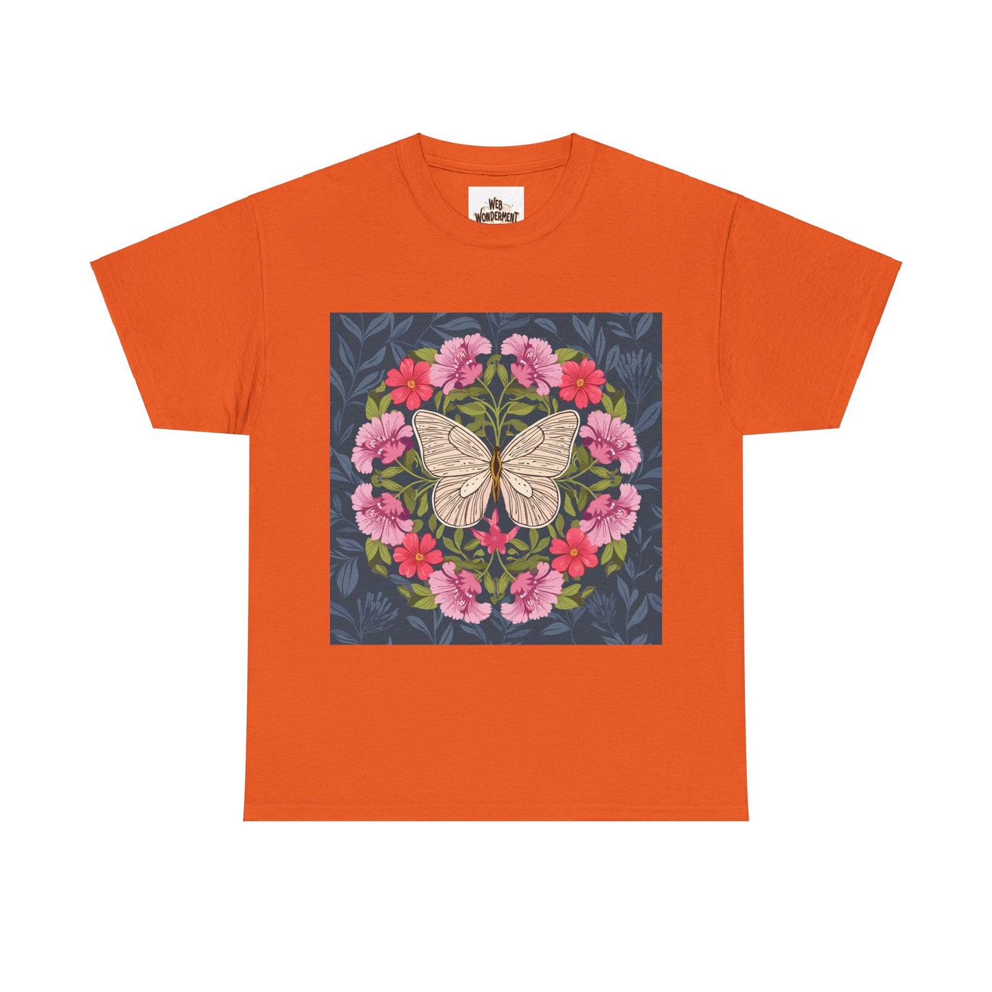 Butterfly in Flowers Unisex Heavy Cotton T-Shirt