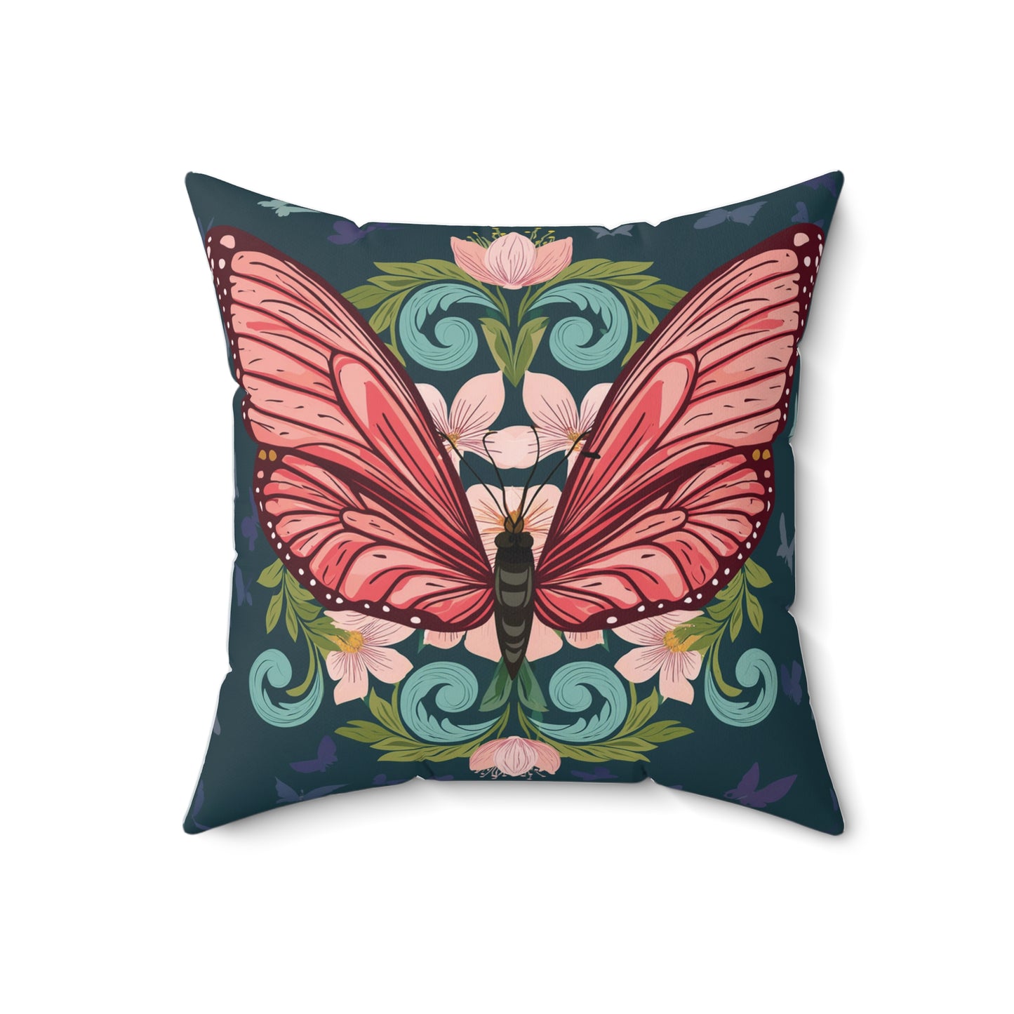 Butterfly Spun Polyester Square Pillow