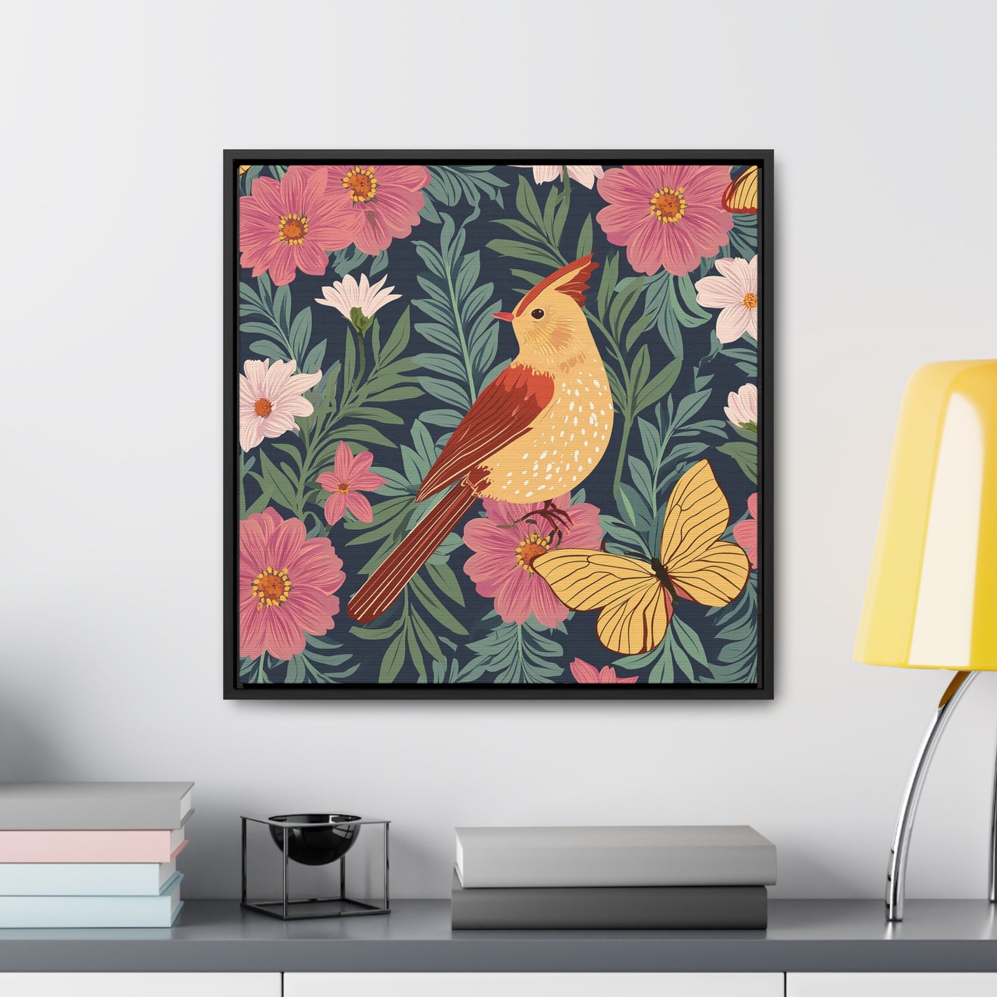 Bird and Butterfly Gallery Canvas Wraps, Square Frame