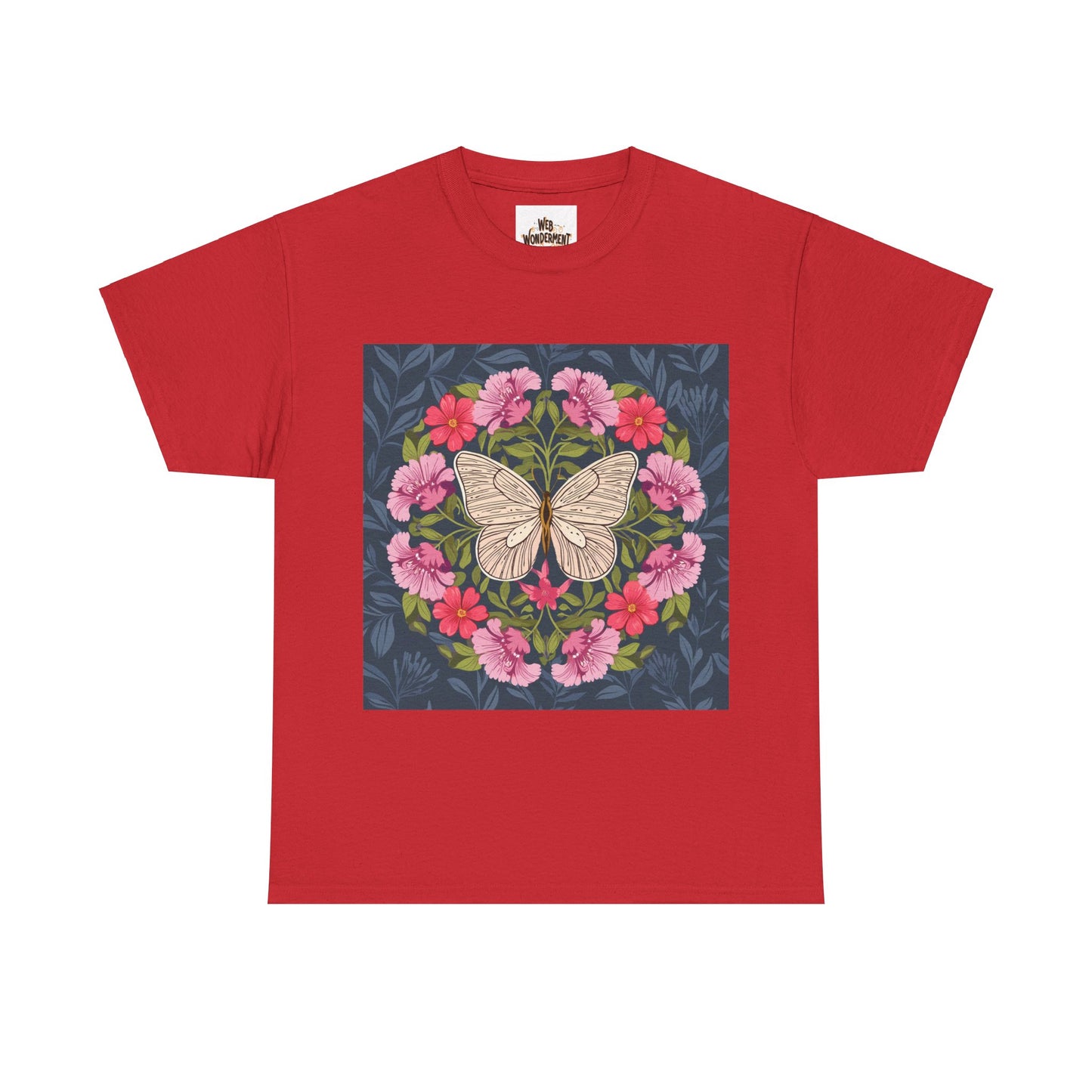 Butterfly in Flowers Unisex Heavy Cotton T-Shirt