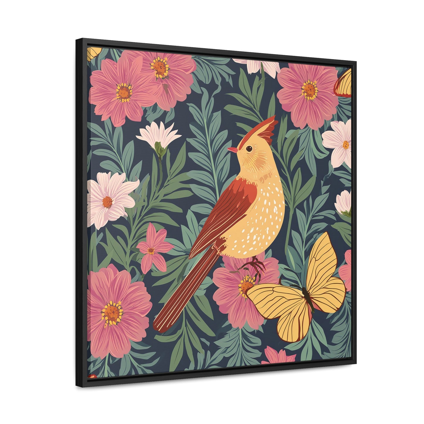 Bird and Butterfly Gallery Canvas Wraps, Square Frame