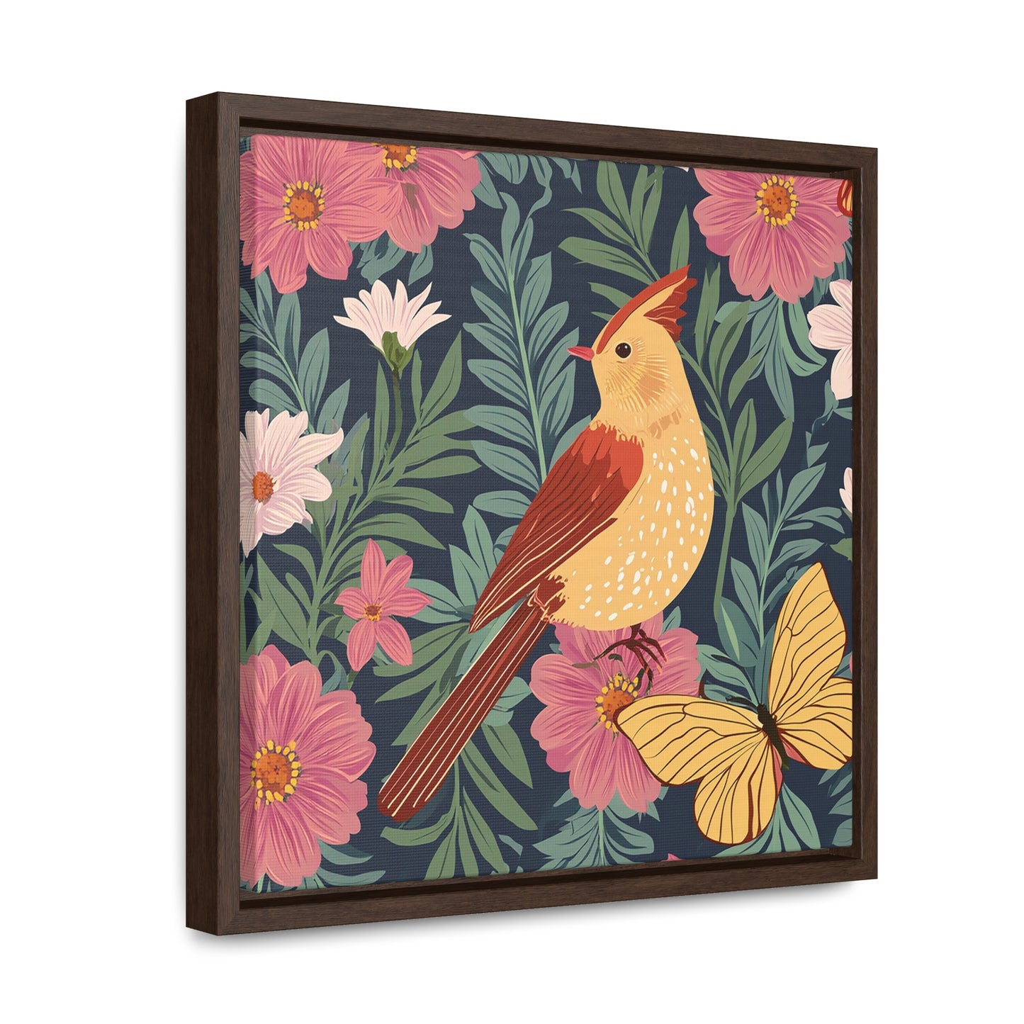 Bird and Butterfly Gallery Canvas Wraps, Square Frame