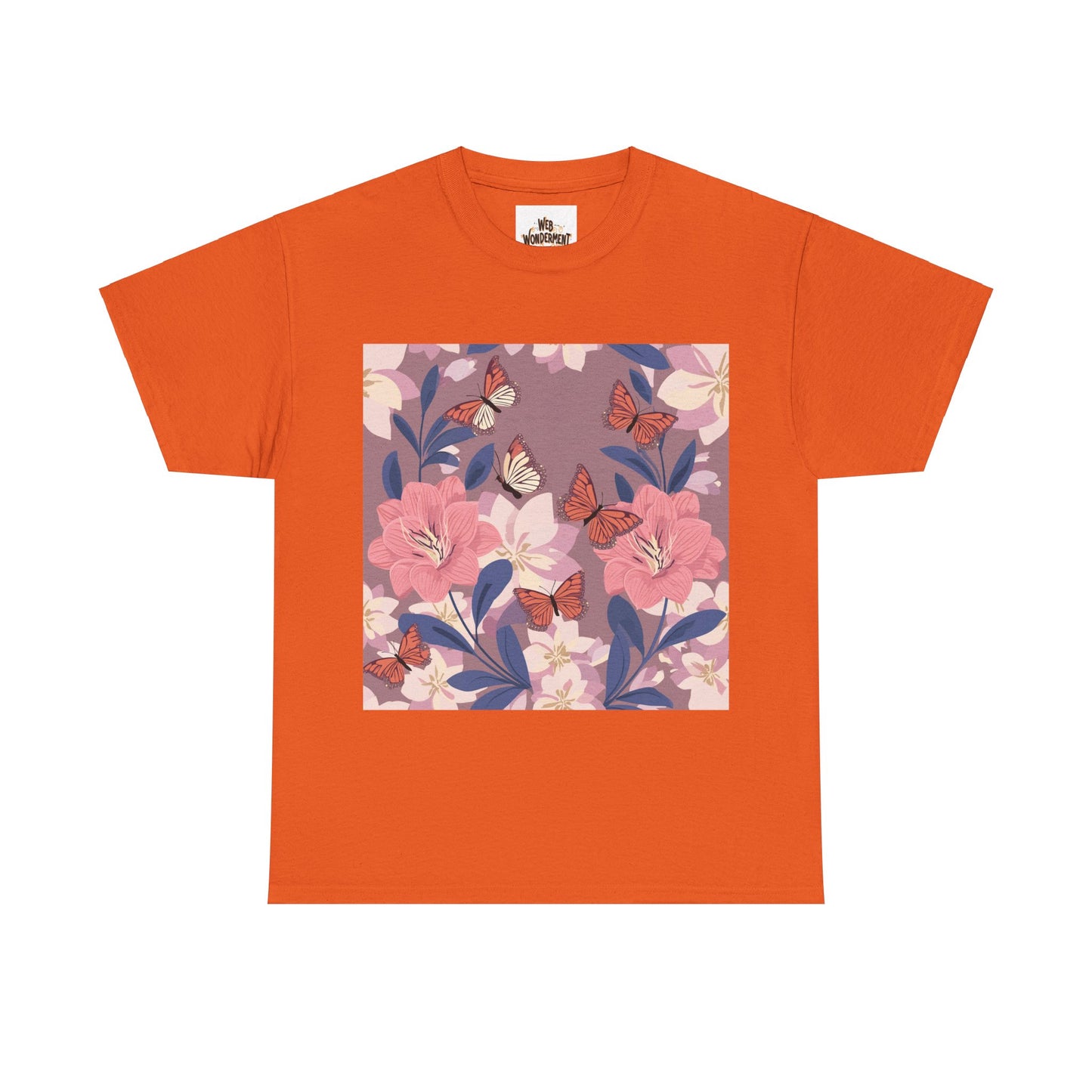 Butterflies and Flowers Unisex Heavy Cotton T-Shirt