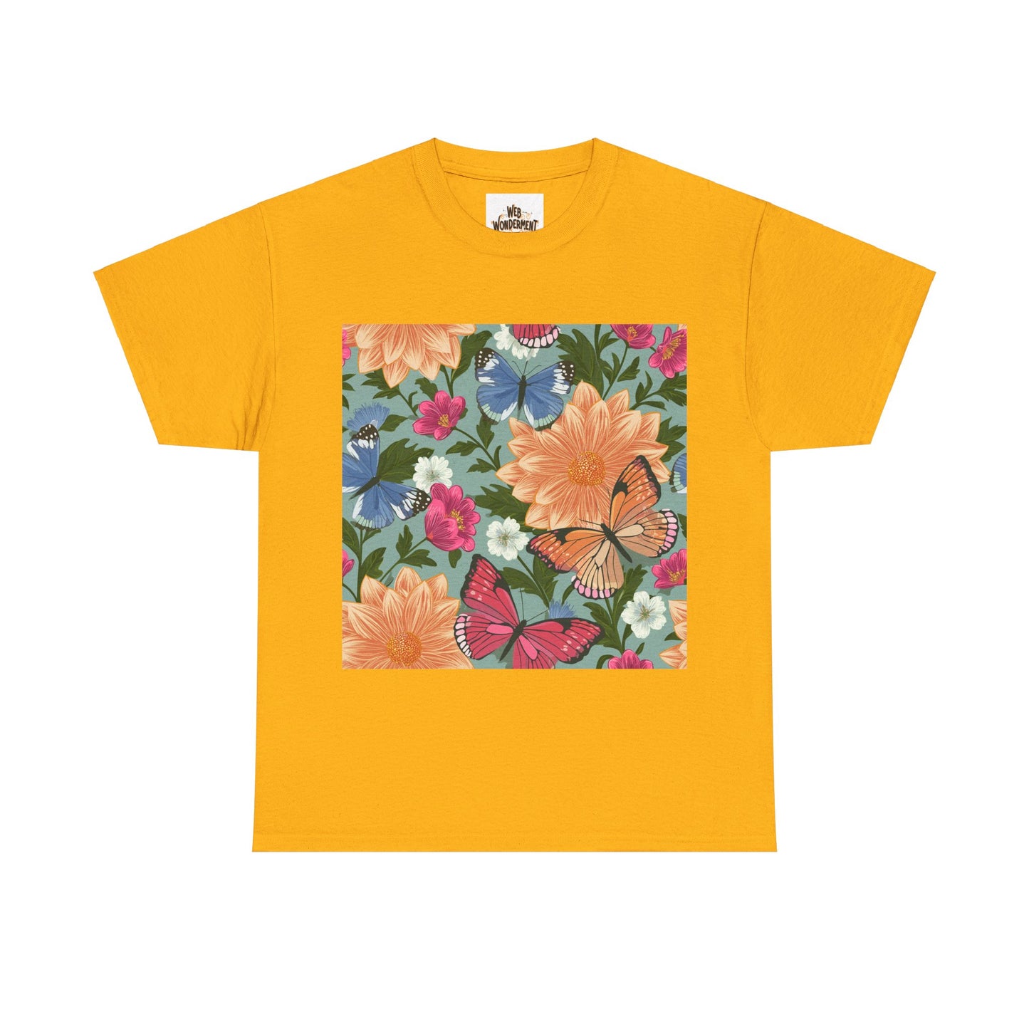 Butterflies and Flowers Unisex Heavy Cotton T-Shirt