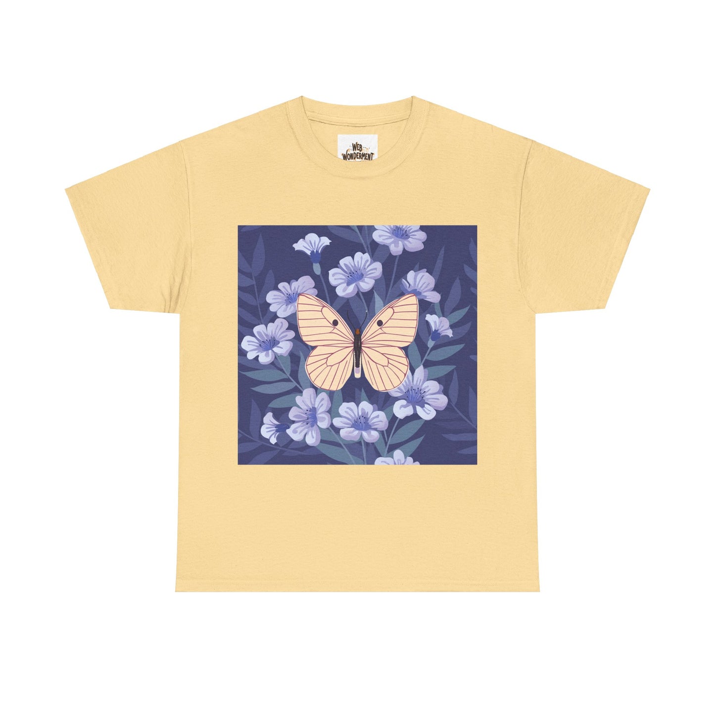 Butterfly in Flowers Unisex Heavy Cotton T-Shirt