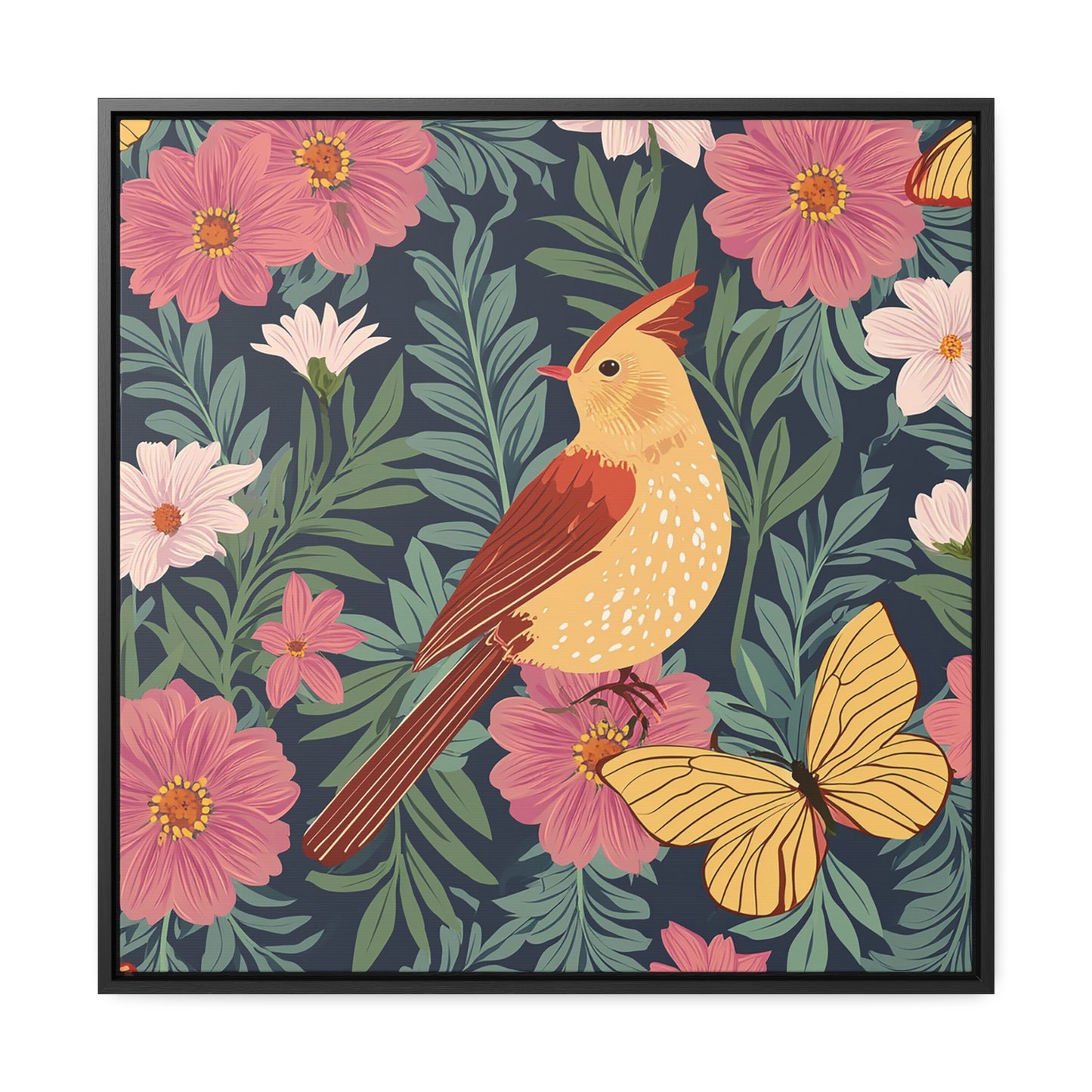 Bird and Butterfly Gallery Canvas Wraps, Square Frame