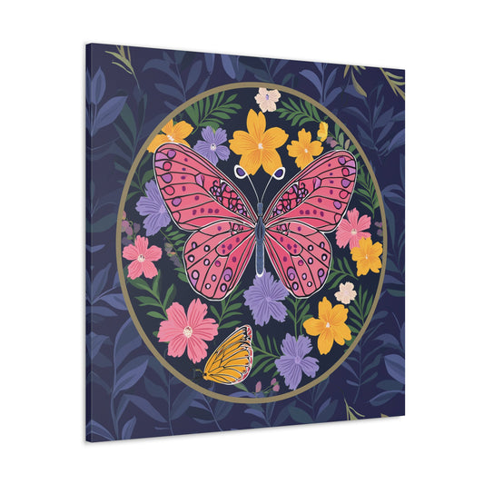 Butterfly in Flowers Canvas Gallery Wraps