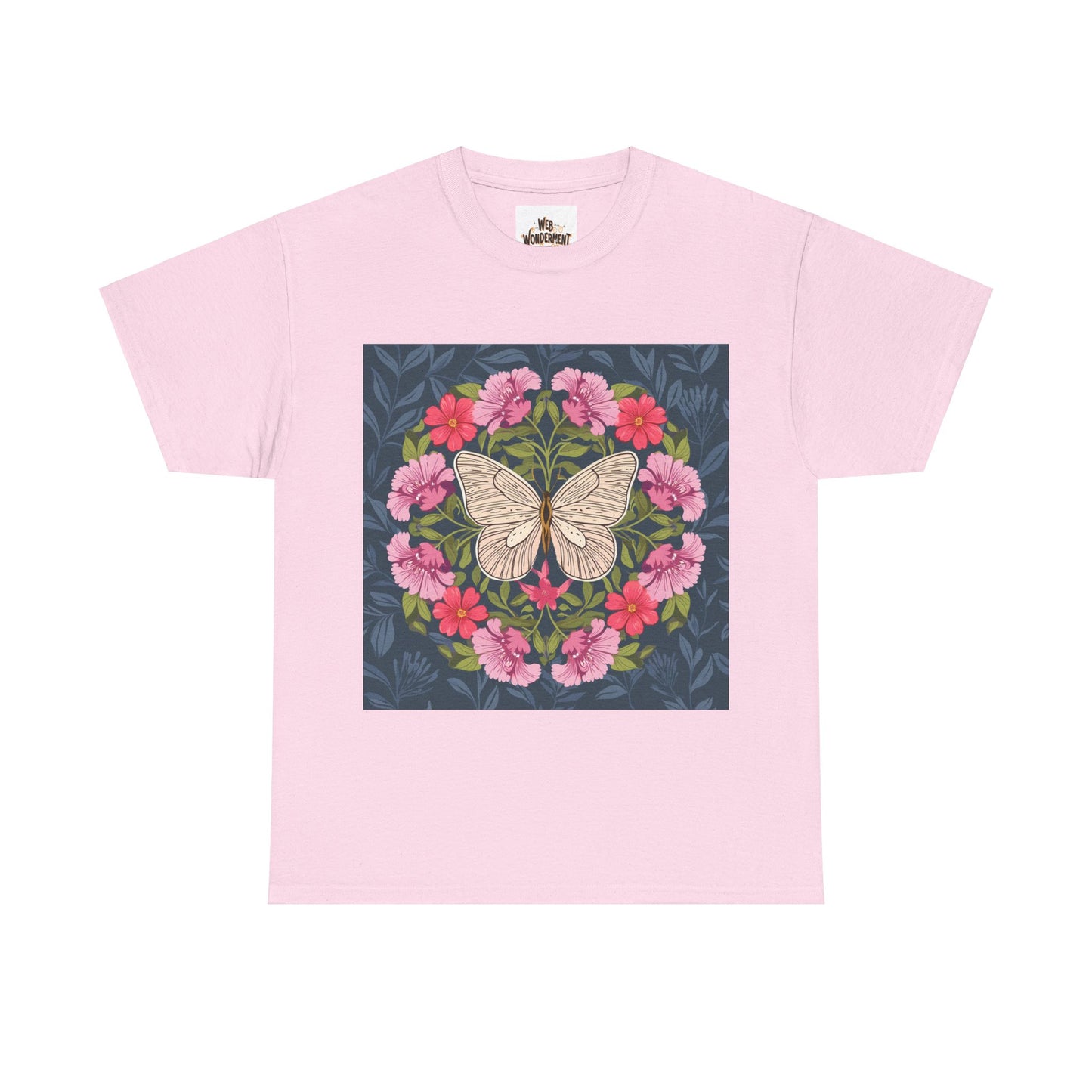 Butterfly in Flowers Unisex Heavy Cotton T-Shirt