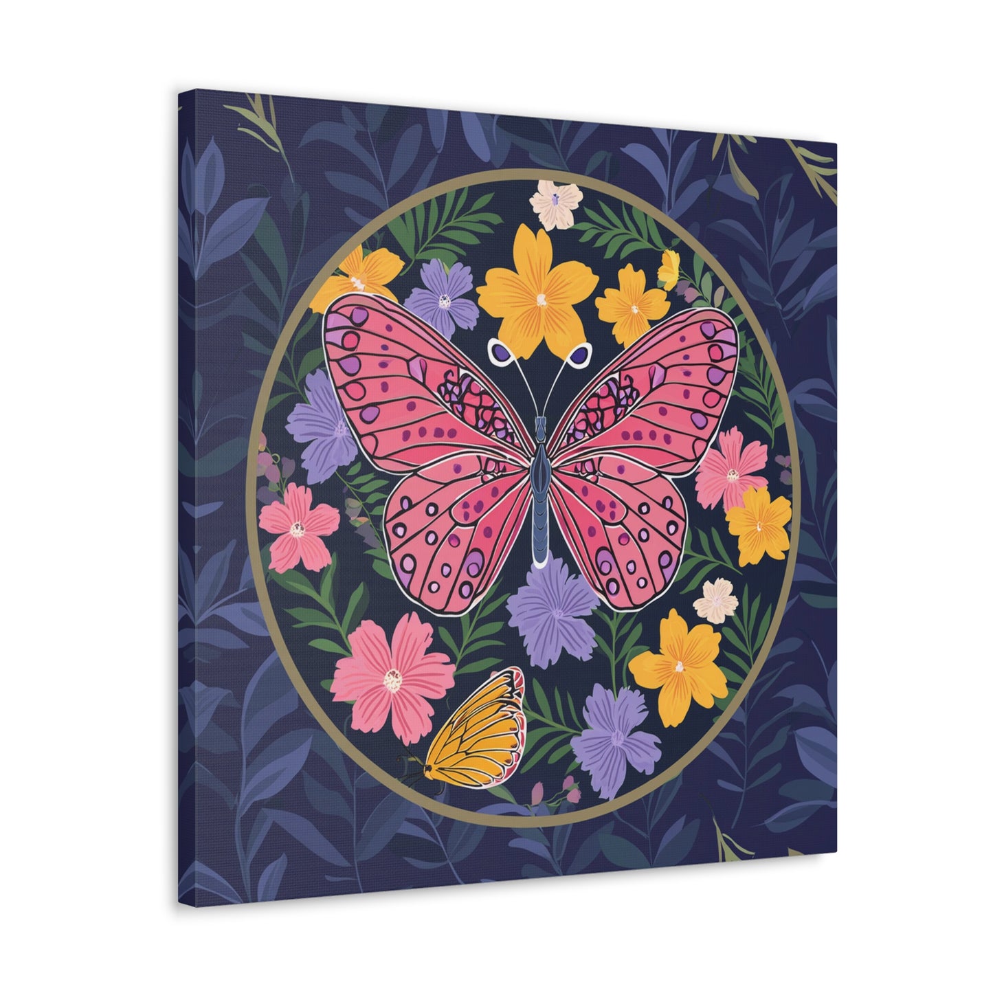Butterfly in Flowers Canvas Gallery Wraps