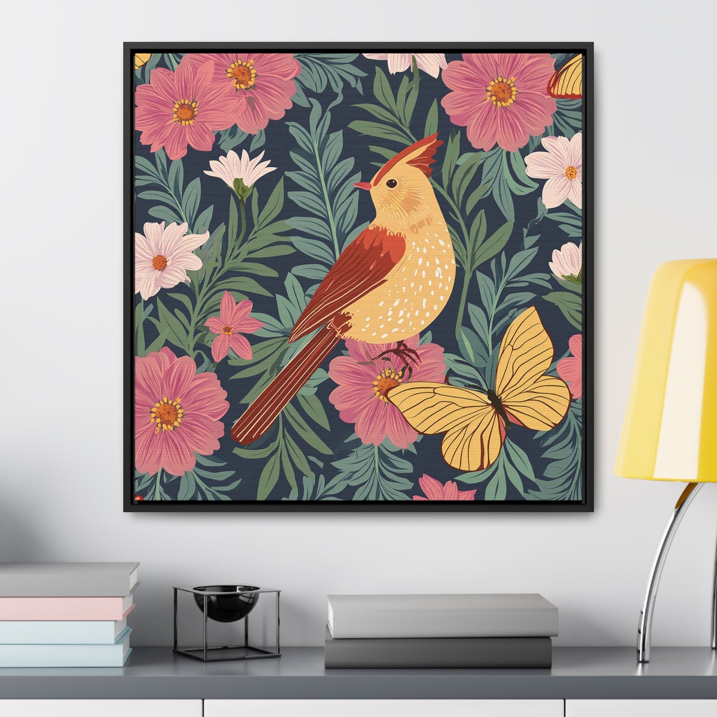 Bird and Butterfly Gallery Canvas Wraps, Square Frame