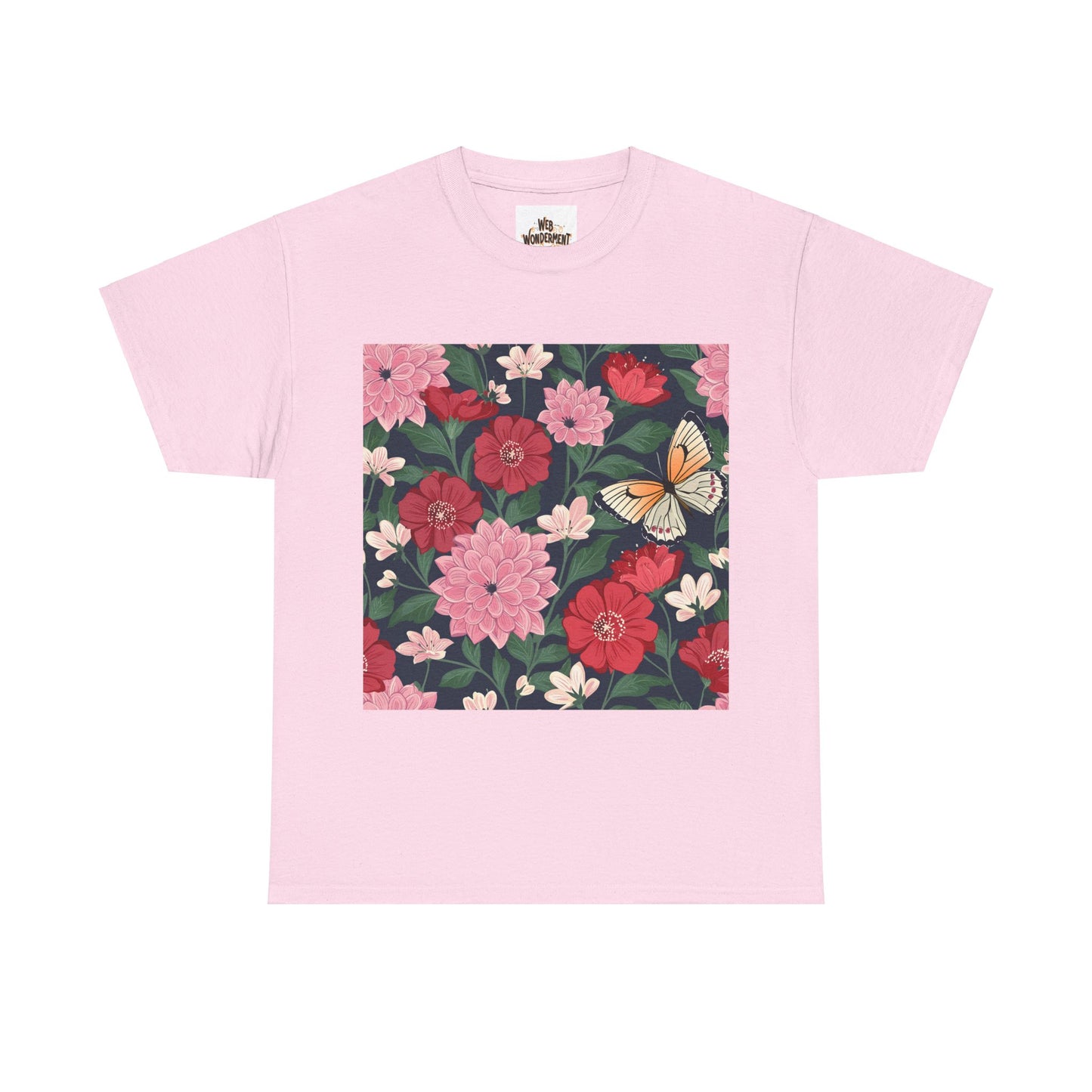 Butterfly in Flowers Unisex Heavy Cotton T-Shirt