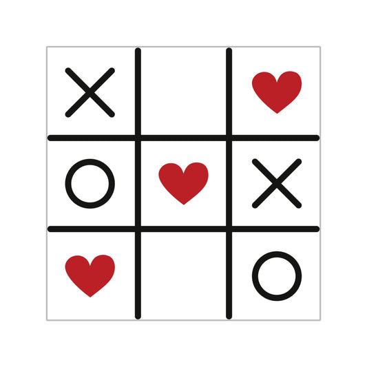 Valentine Tic-Tac-Toe Square Vinyl Sticker