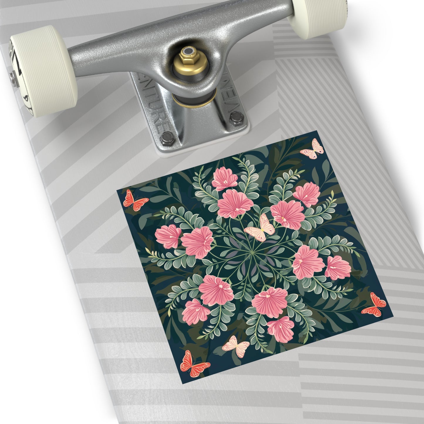 Butterflies and Flowers Square Vinyl Sticker