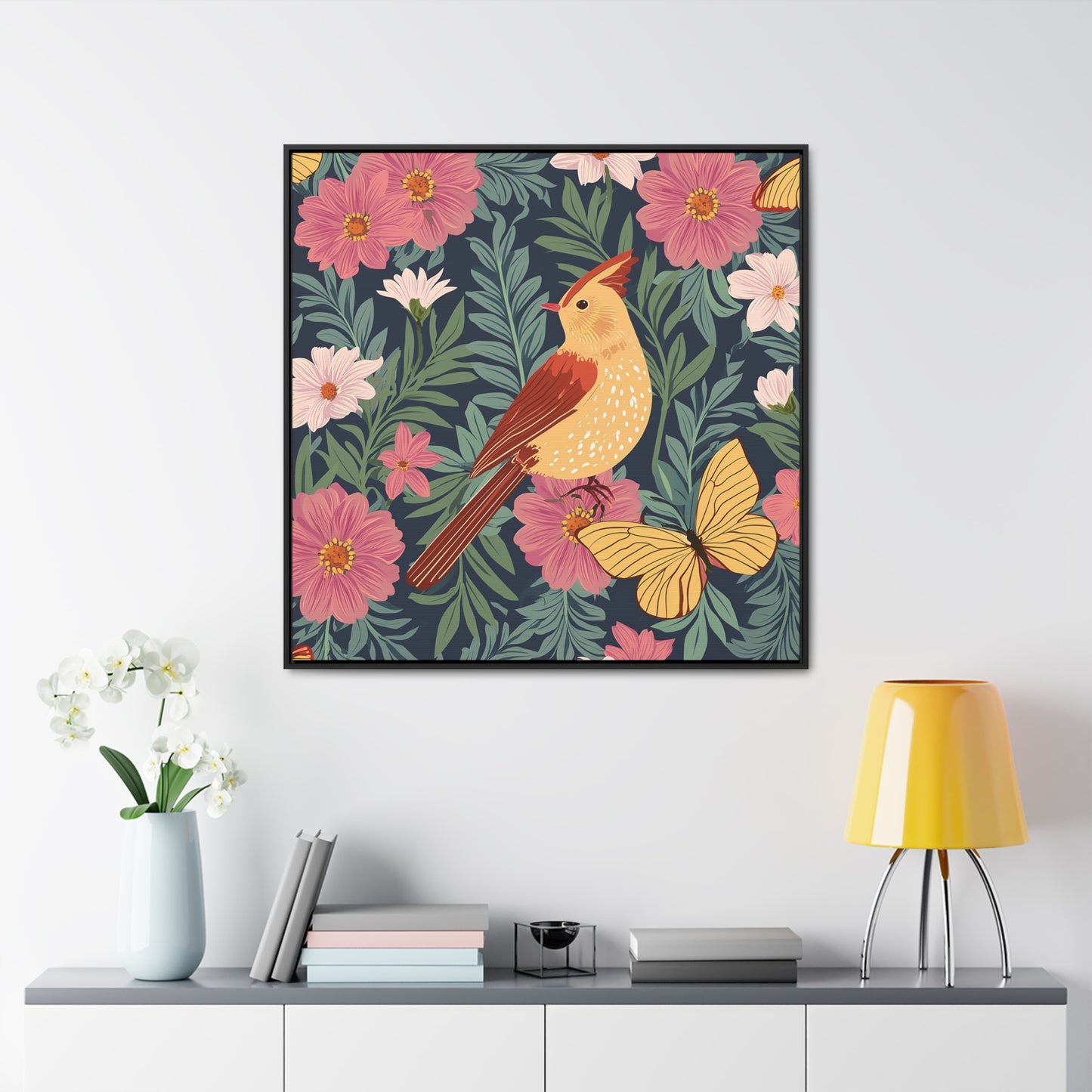 Bird and Butterfly Gallery Canvas Wraps, Square Frame