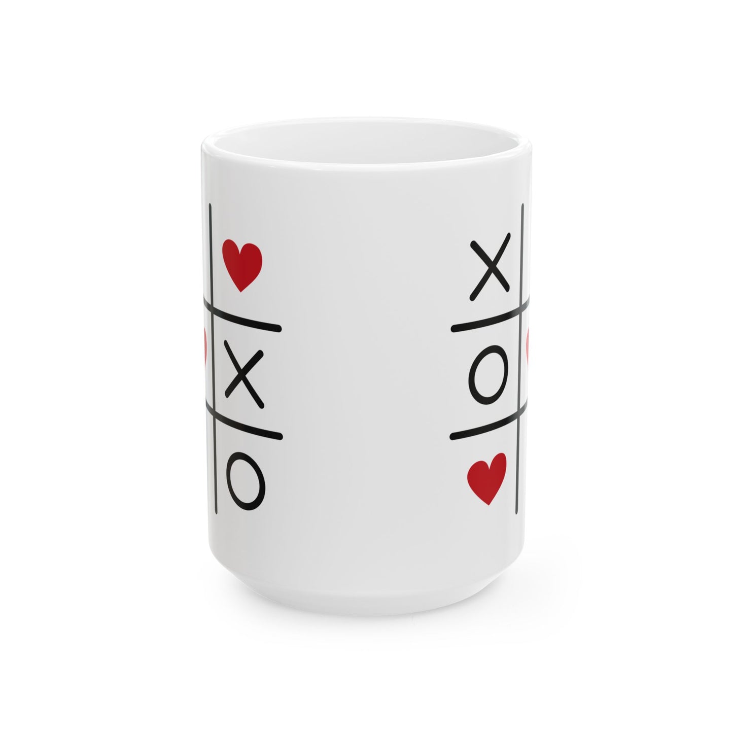 Valentine Tic-Tac-Toe Diagonal Hearts Ceramic Mug