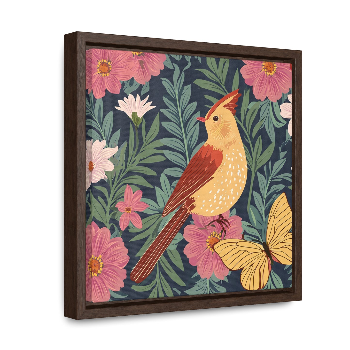 Bird and Butterfly Gallery Canvas Wraps, Square Frame