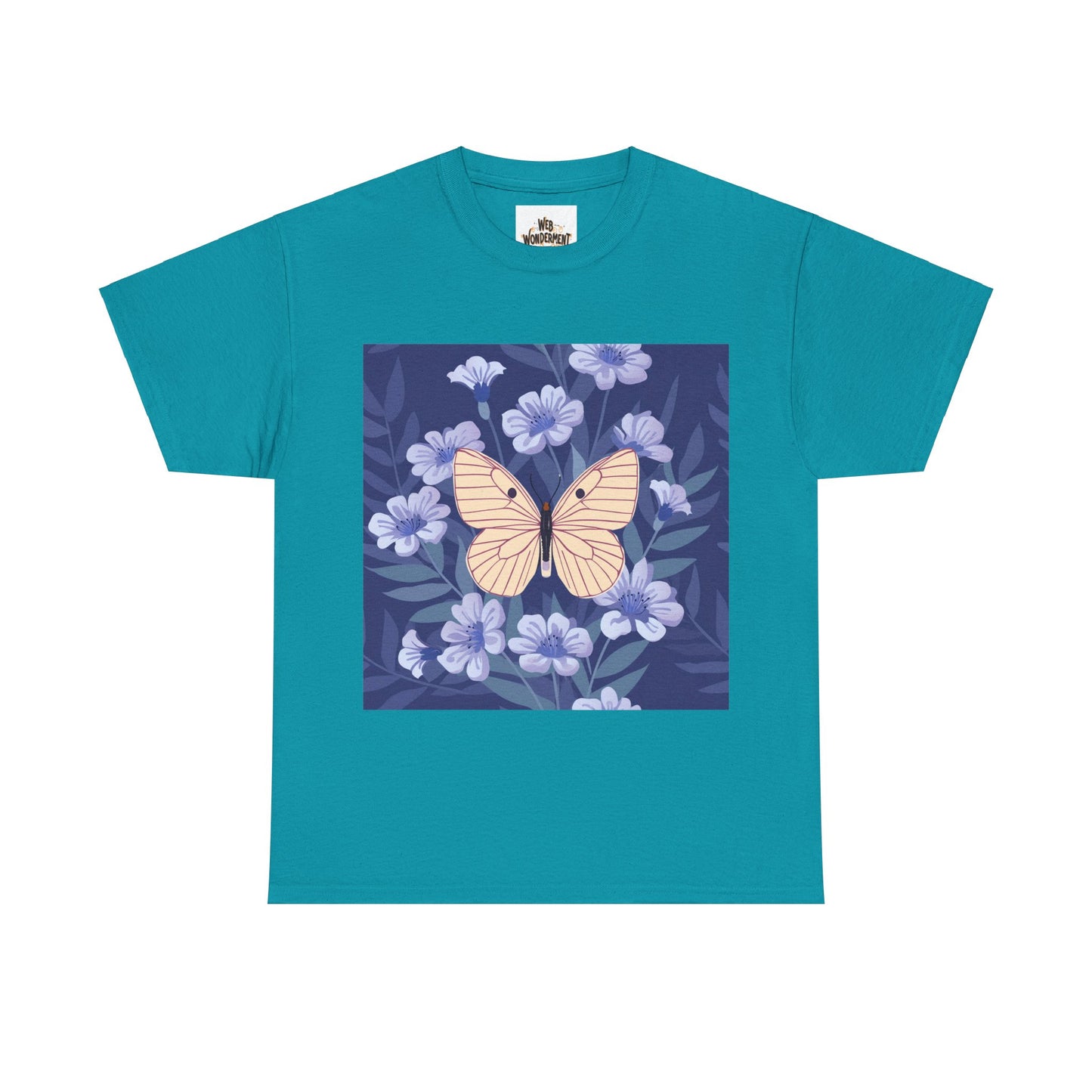 Butterfly in Flowers Unisex Heavy Cotton T-Shirt