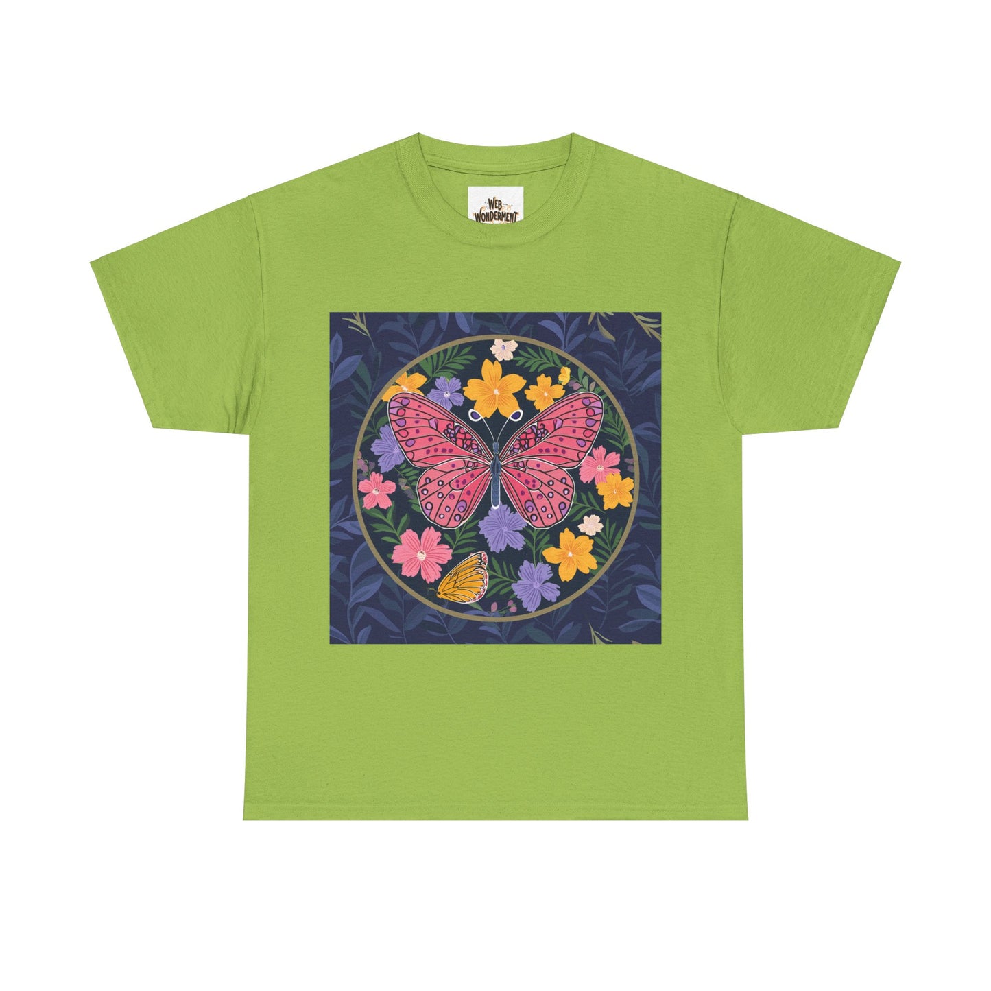 Butterfly in Flowers Unisex Heavy Cotton T-Shirt