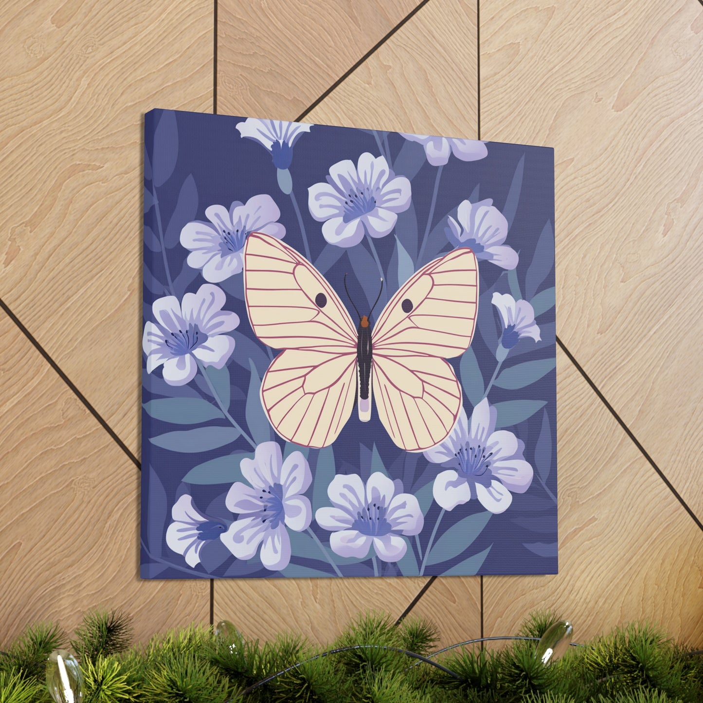 Butterfly in Flowers Canvas Gallery Wraps