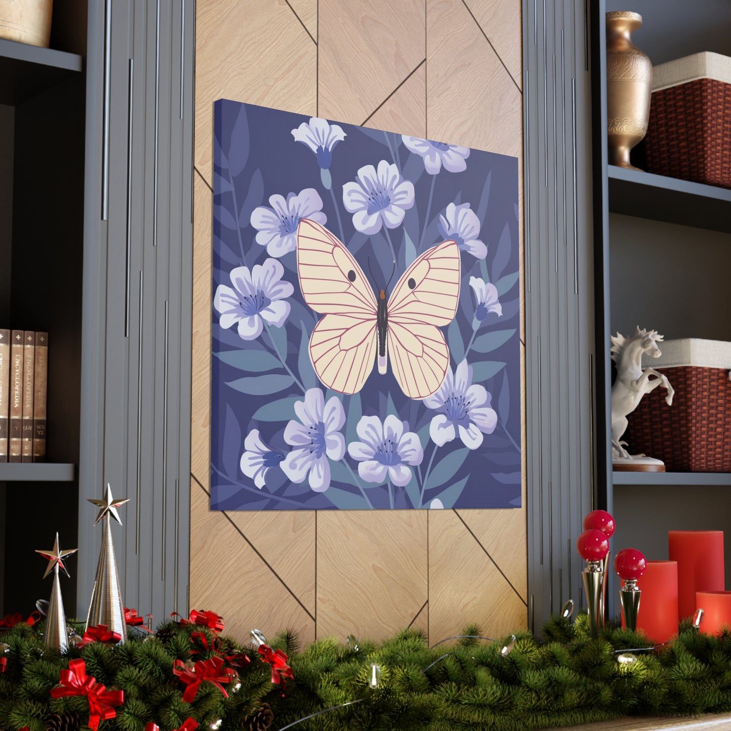 Butterfly in Flowers Canvas Gallery Wraps