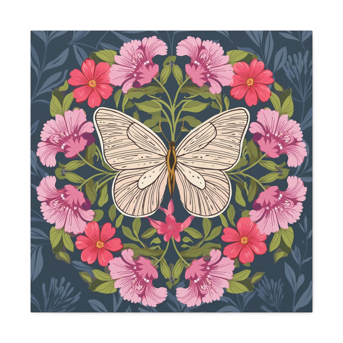 Butterfly in Flowers Canvas Gallery Wraps