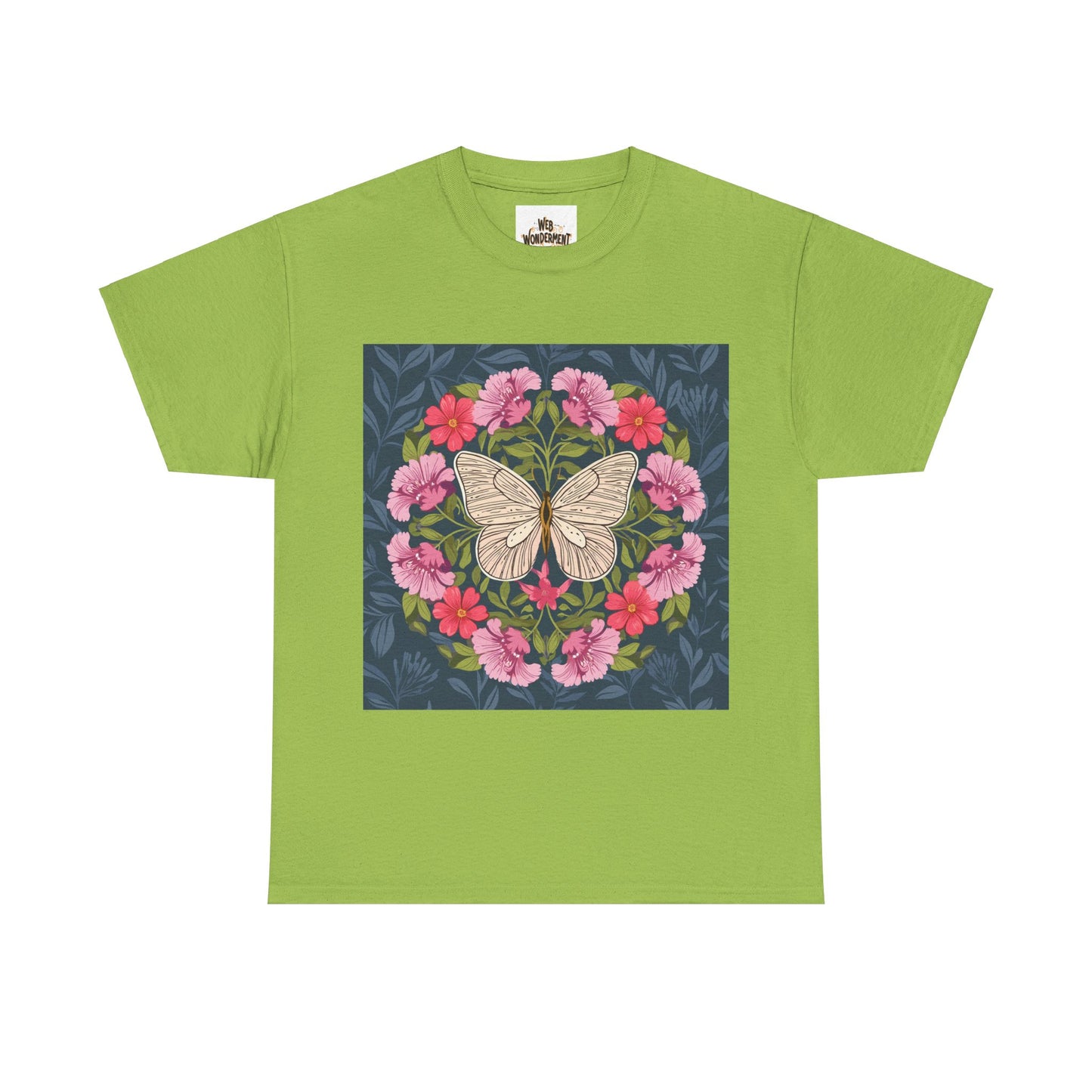 Butterfly in Flowers Unisex Heavy Cotton T-Shirt