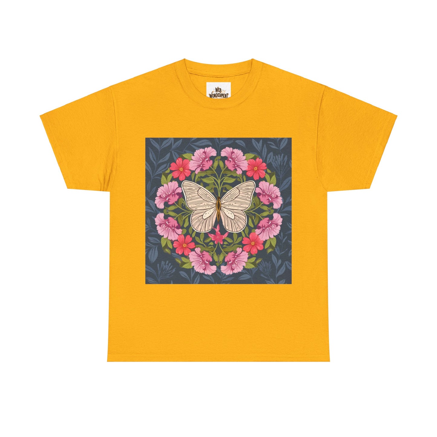 Butterfly in Flowers Unisex Heavy Cotton T-Shirt