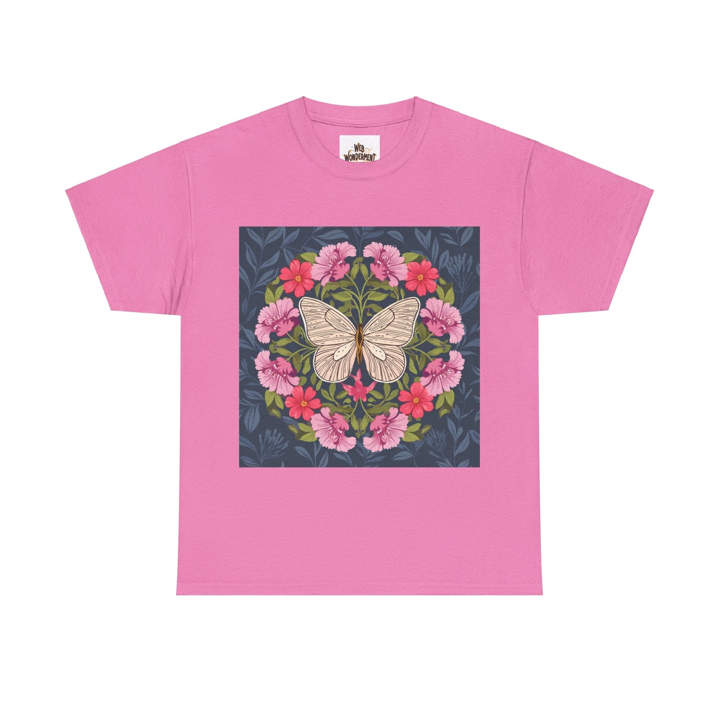 Butterfly in Flowers Unisex Heavy Cotton T-Shirt
